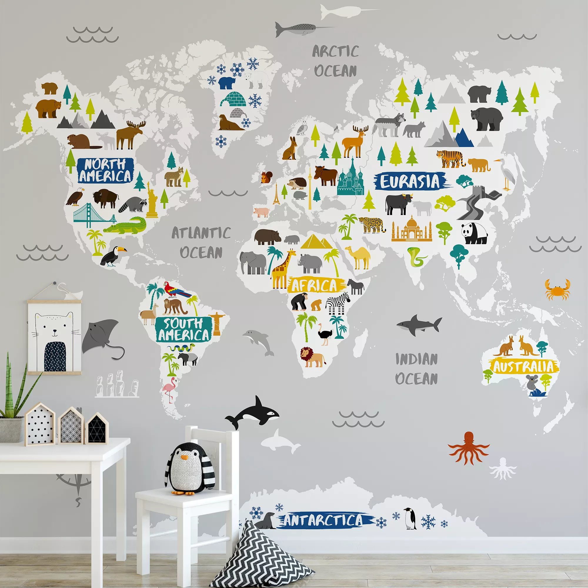 Art For The Home Multicolour World Map Jungle Matt Mural 3 Art For The Home Multicolour World Map Jungle Matt Mural - Image 3