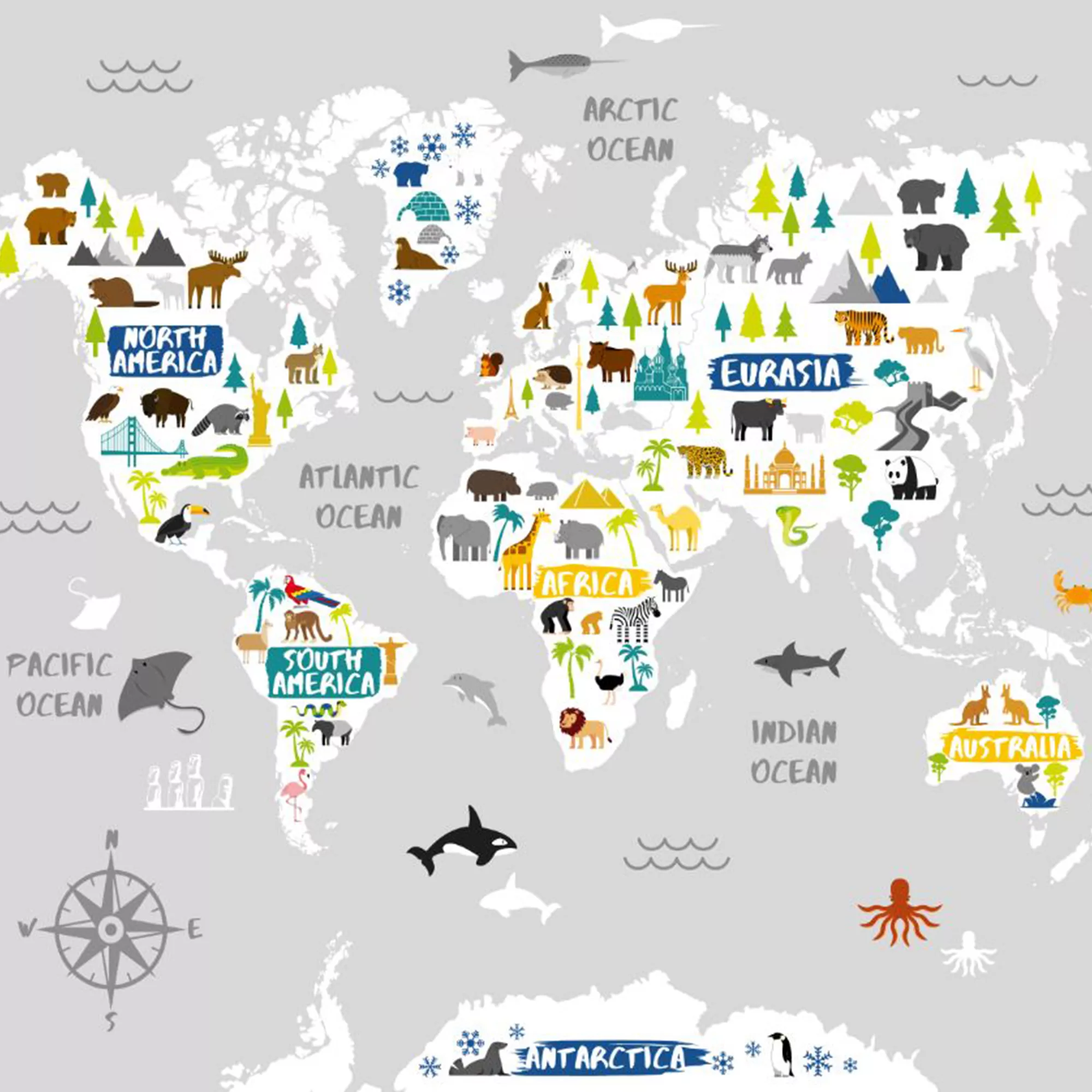 Art For The Home Multicolour World Map Jungle Matt Mural 1 Art For The Home Multicolour World Map Jungle Matt Mural