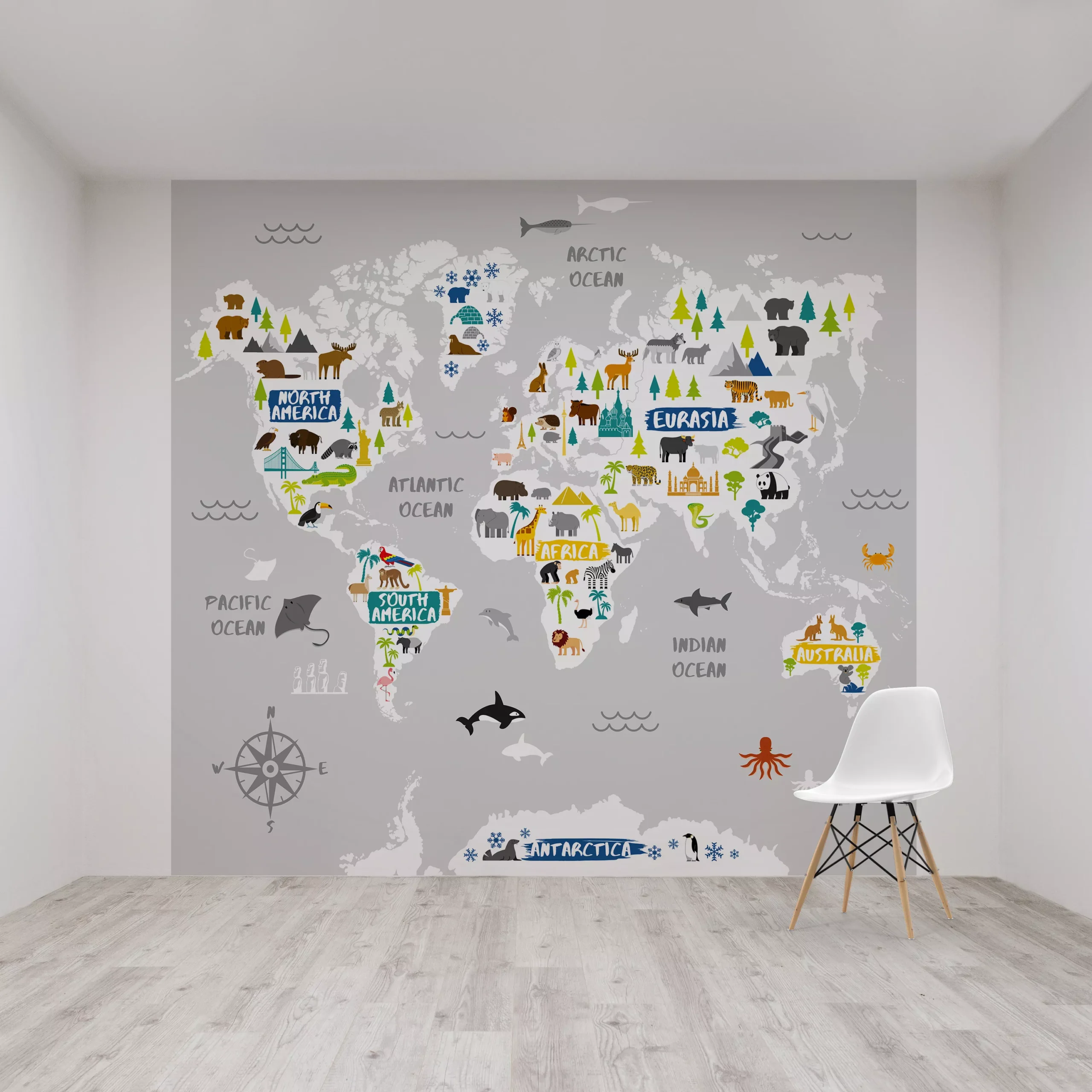 Art For The Home Multicolour World Map Jungle Matt Mural 2 Art For The Home Multicolour World Map Jungle Matt Mural - Image 2