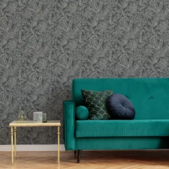 Boutique Paradise Black Leaves Smooth Wallpaper -Outlet Paint Hub Store boutique paradise black leaves smooth wallpaper5011583495584 01i bq