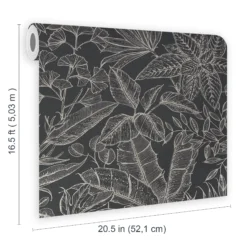 Boutique Paradise Black Leaves Smooth Wallpaper -Outlet Paint Hub Store boutique paradise black leaves smooth wallpaper5011583495584 02t bq