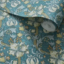 Clarke & Clarke William Morris Golden Lily Teal Smooth Wallpaper
