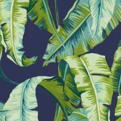 Contour Navy Palm Leaves Smooth Wallpaper