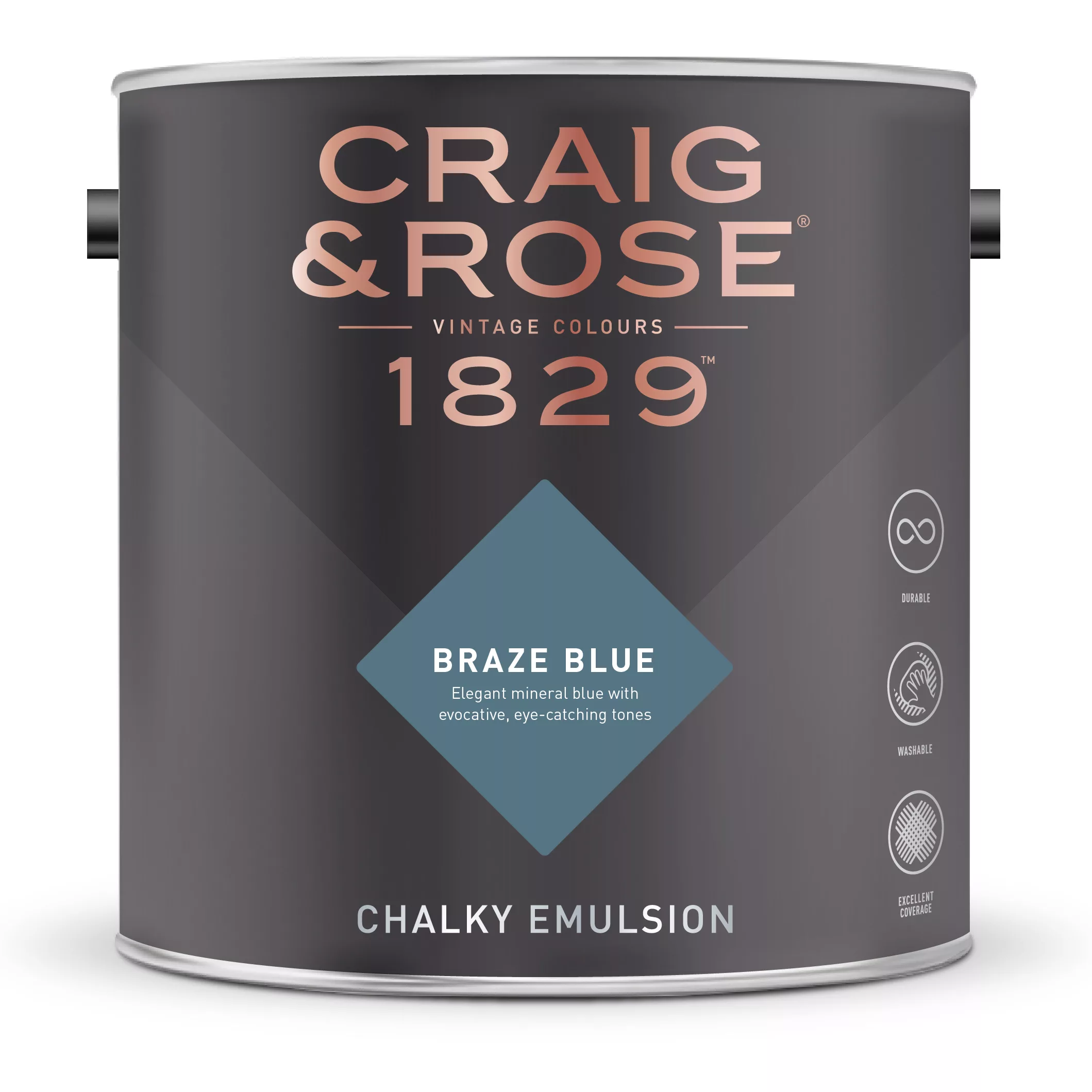 Craig & Rose 1829 Braze Blue Chalky Emulsion Paint, 2.5L 2 Craig & Rose 1829 Braze Blue Chalky Emulsion Paint, 2.5L - Image 2