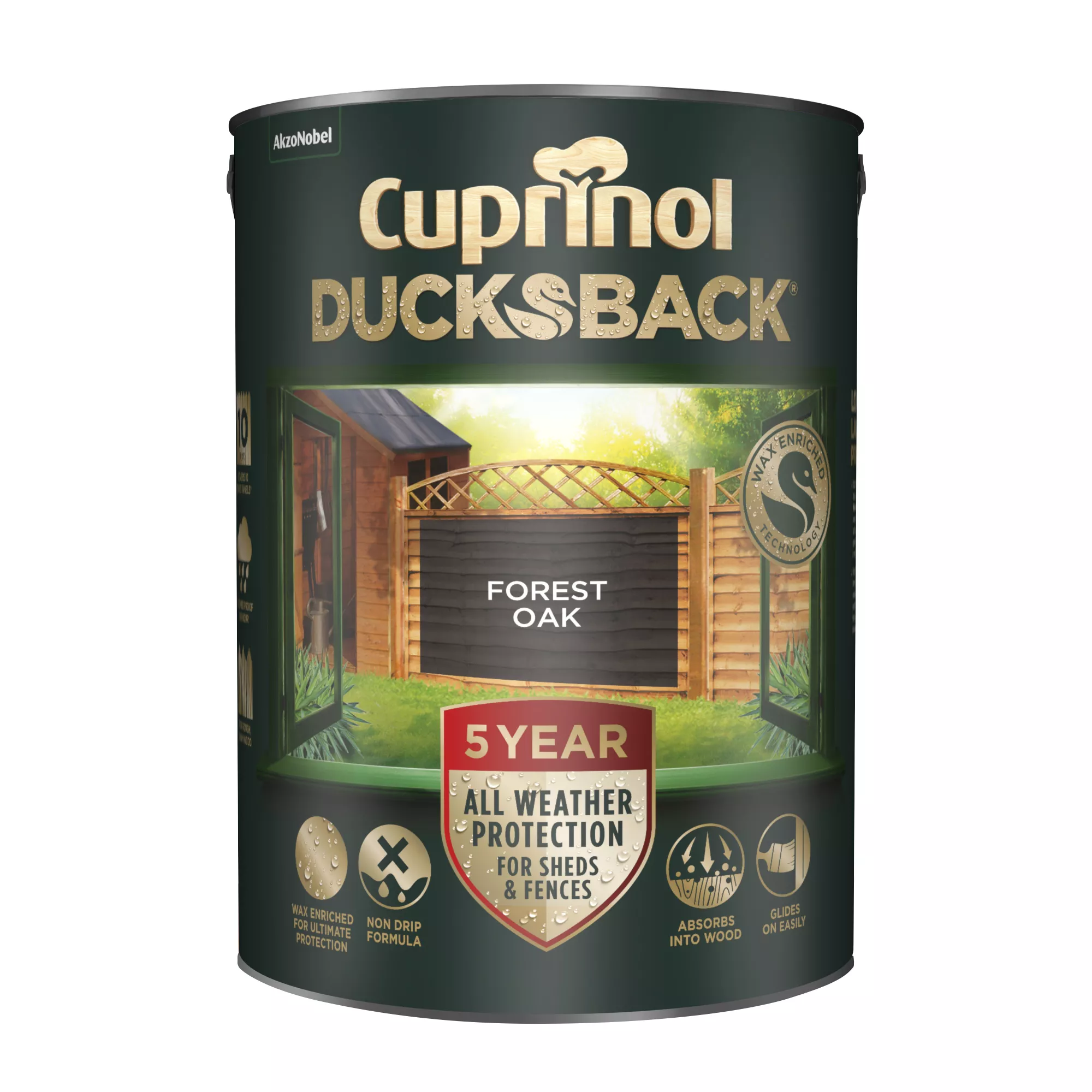 Cuprinol 5 Year Ducksback Forest Oak Fence & Shed Treatment, 5L 2 Cuprinol 5 Year Ducksback Forest Oak Fence & Shed Treatment, 5L - Image 2