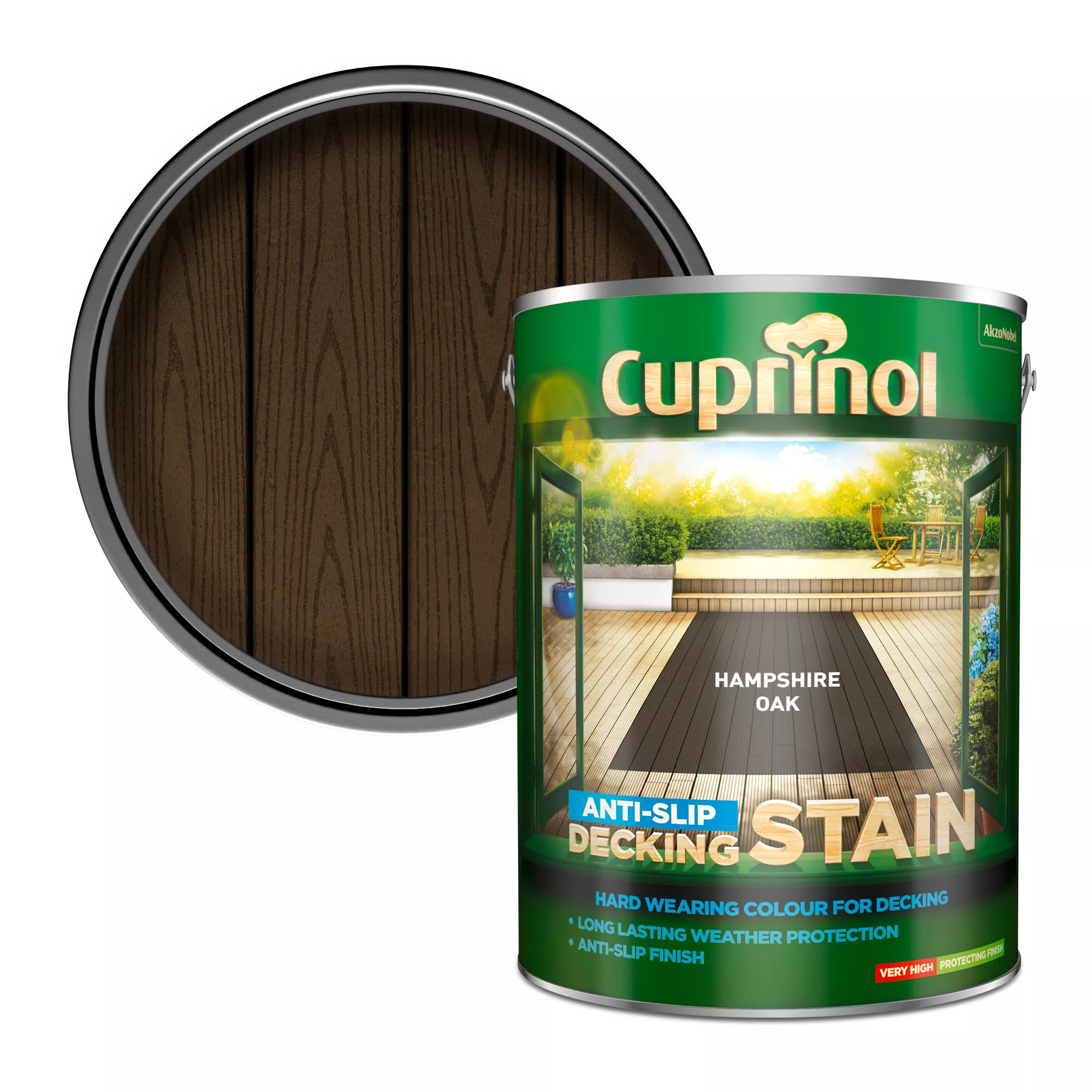 Cuprinol Anti-slip Hampshire Oak Decking Wood Stain, 5L 1 Cuprinol Anti-slip Hampshire Oak Decking Wood Stain, 5L