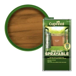 Cuprinol One Coat Sprayable Autumn Gold Matt Fence & Shed Treatment, 5L