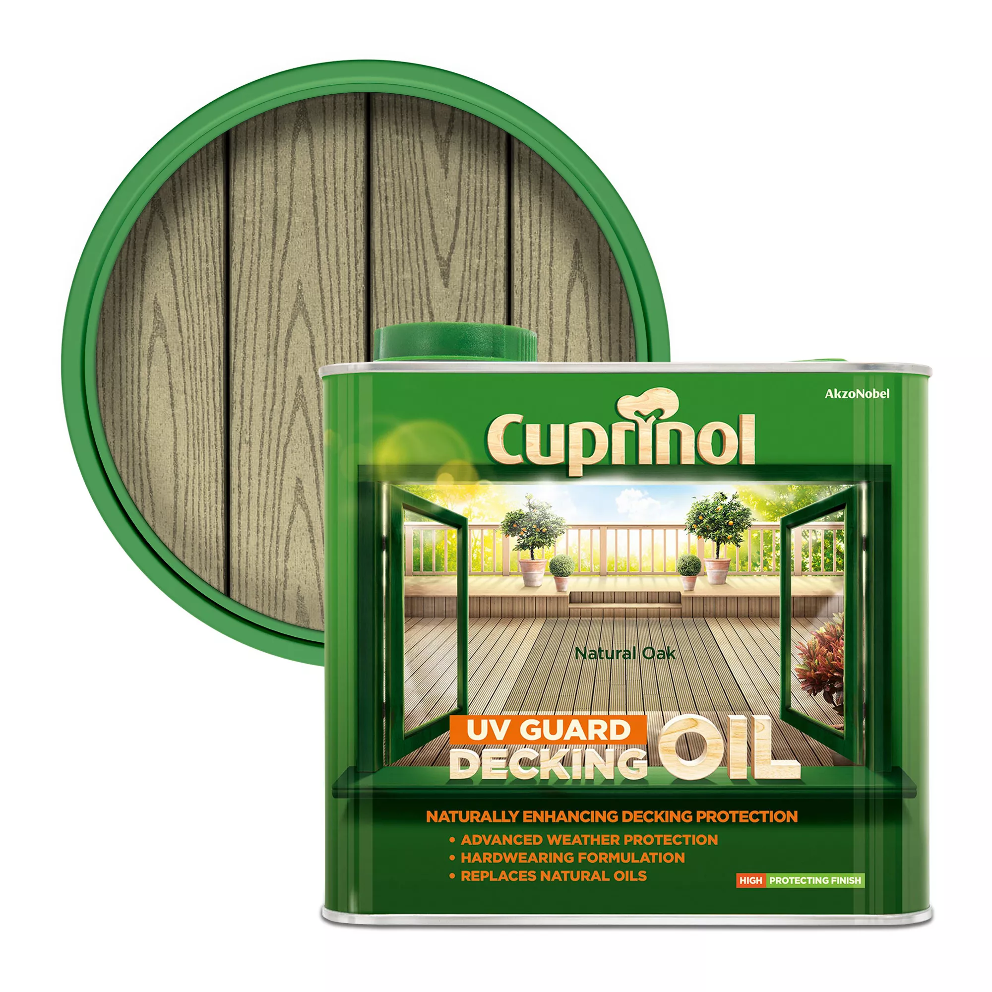 Cuprinol UV Guard Natural Oak Matt UV Resistant Decking Wood Oil, 2.5L 1 Cuprinol UV Guard Natural Oak Matt UV Resistant Decking Wood Oil, 2.5L