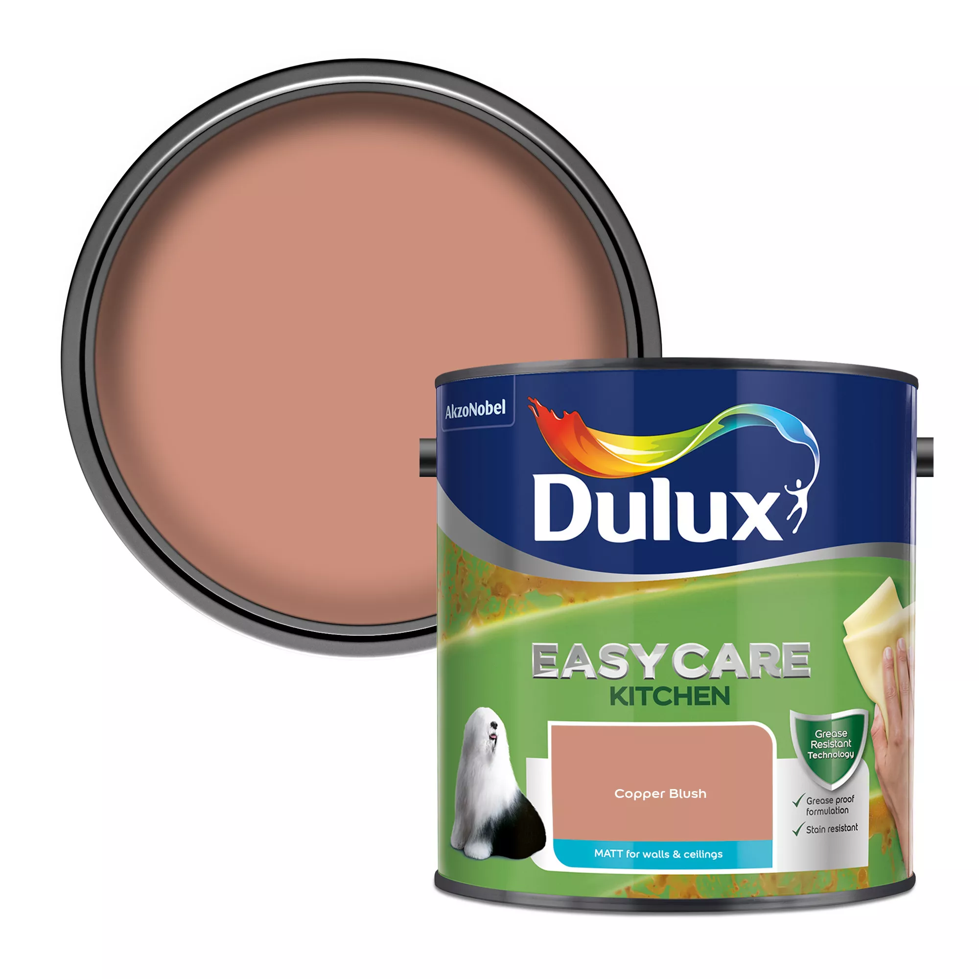 Dulux Easycare Kitchen Copper Blush Matt Wall Paint, 2.5L 1 Dulux Easycare Kitchen Copper Blush Matt Wall Paint, 2.5L