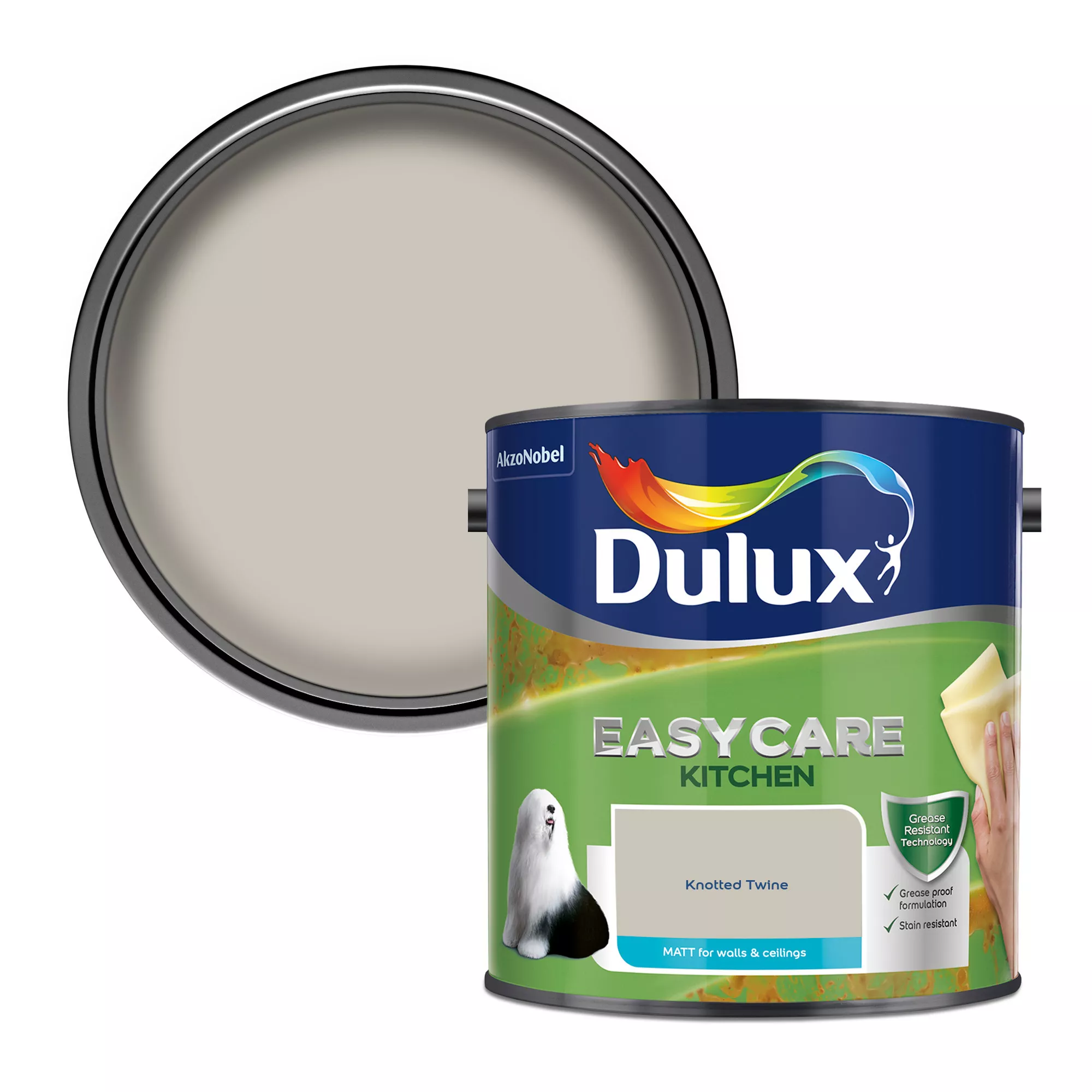 Dulux Easycare Kitchen Knotted Twine Matt Wall Paint, 2.5L 1 Dulux Easycare Kitchen Knotted Twine Matt Wall Paint, 2.5L