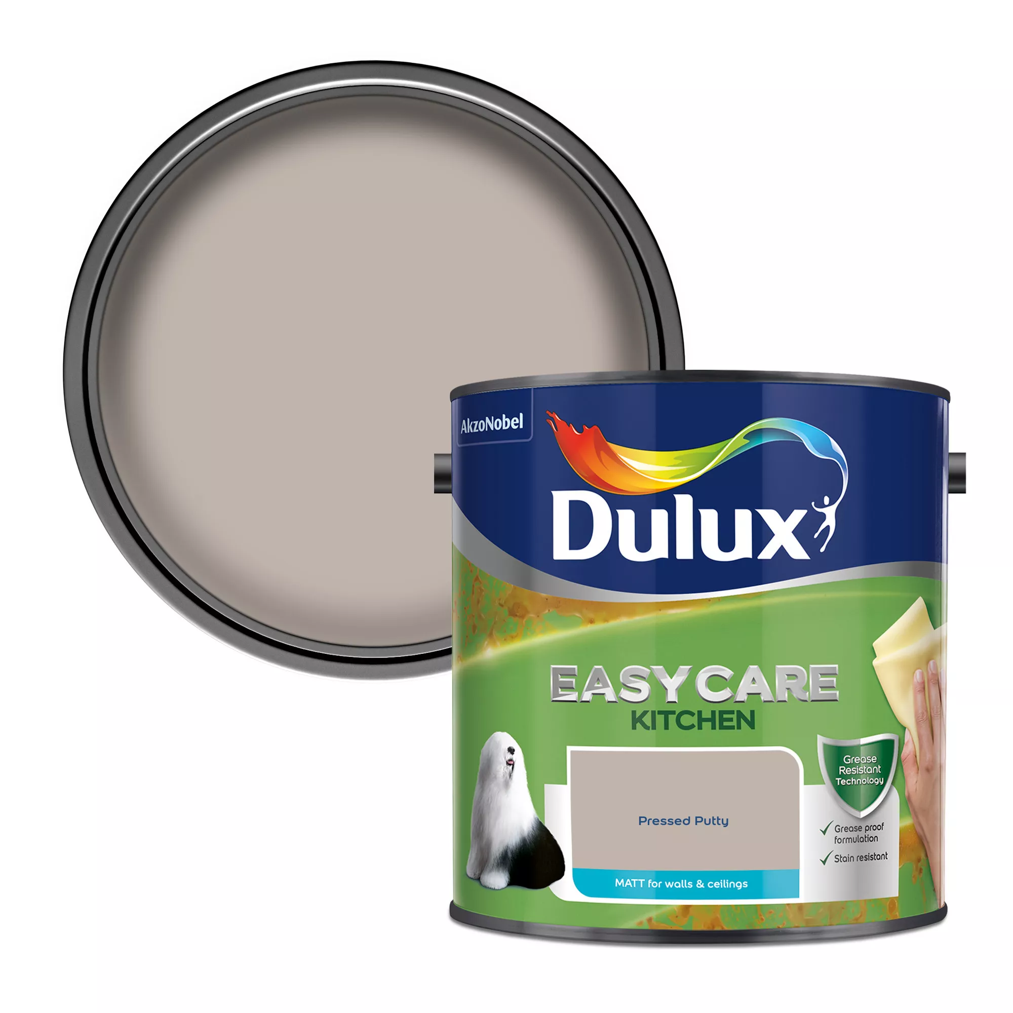 Dulux Easycare Kitchen Pressed Putty Matt Wall Paint, 2.5L 1 Dulux Easycare Kitchen Pressed Putty Matt Wall Paint, 2.5L