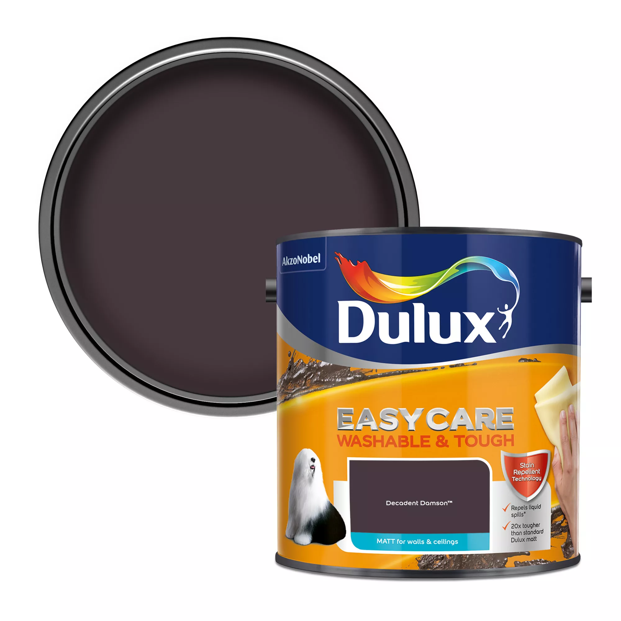 Dulux Easycare Washable & Tough Decadent Damson Matt Wall Paint, 2.5L 1 Dulux Easycare Washable & Tough Decadent Damson Matt Wall Paint, 2.5L