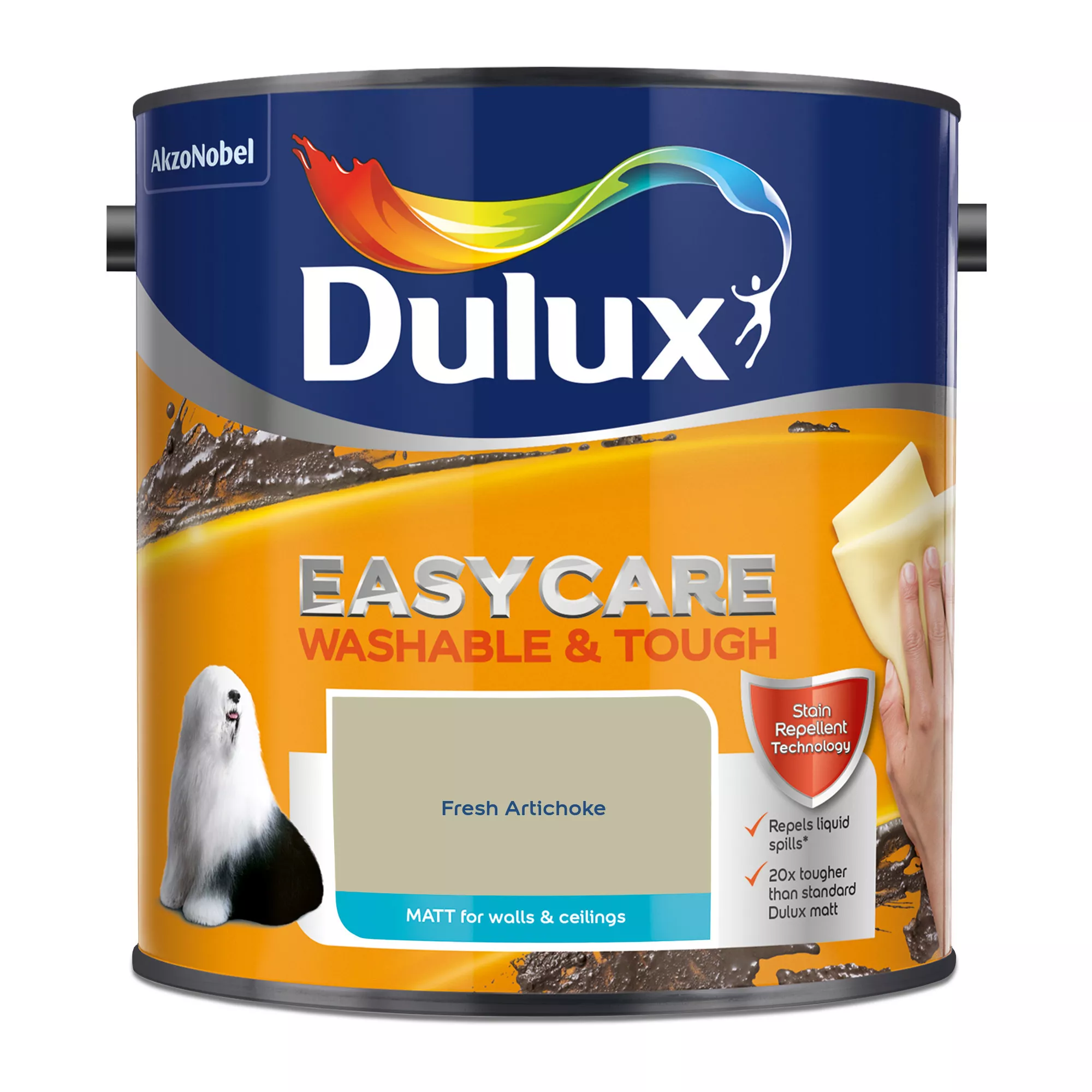 Dulux Easycare Washable & Tough Fresh Artichoke Matt Wall Paint, 2.5L 2 Dulux Easycare Washable & Tough Fresh Artichoke Matt Wall Paint, 2.5L - Image 2