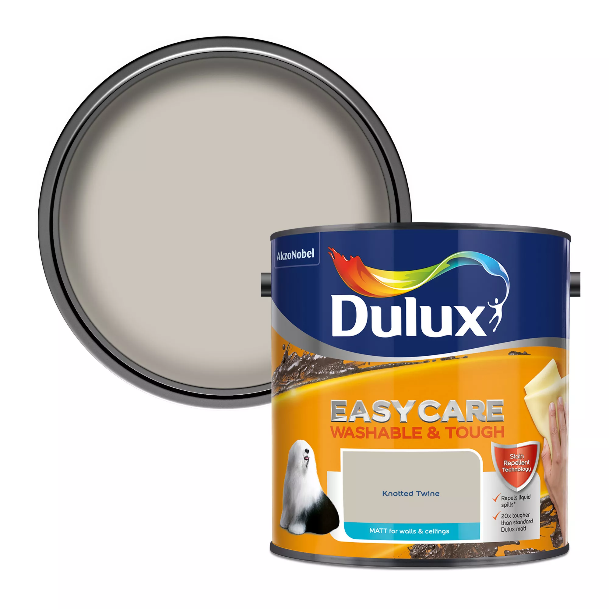 Dulux Easycare Washable & Tough Knotted Twine Matt Wall Paint, 2.5L 1 Dulux Easycare Washable & Tough Knotted Twine Matt Wall Paint, 2.5L