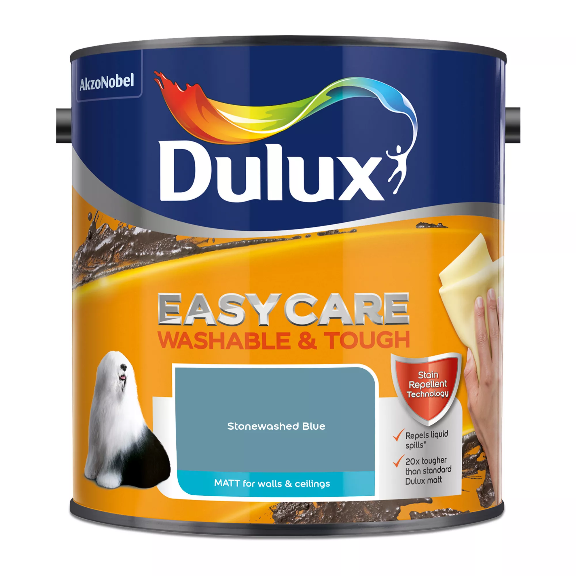 Dulux Easycare Washable & Tough Stonewashed Blue Matt Wall Paint, 2.5L 2 Dulux Easycare Washable & Tough Stonewashed Blue Matt Wall Paint, 2.5L - Image 2