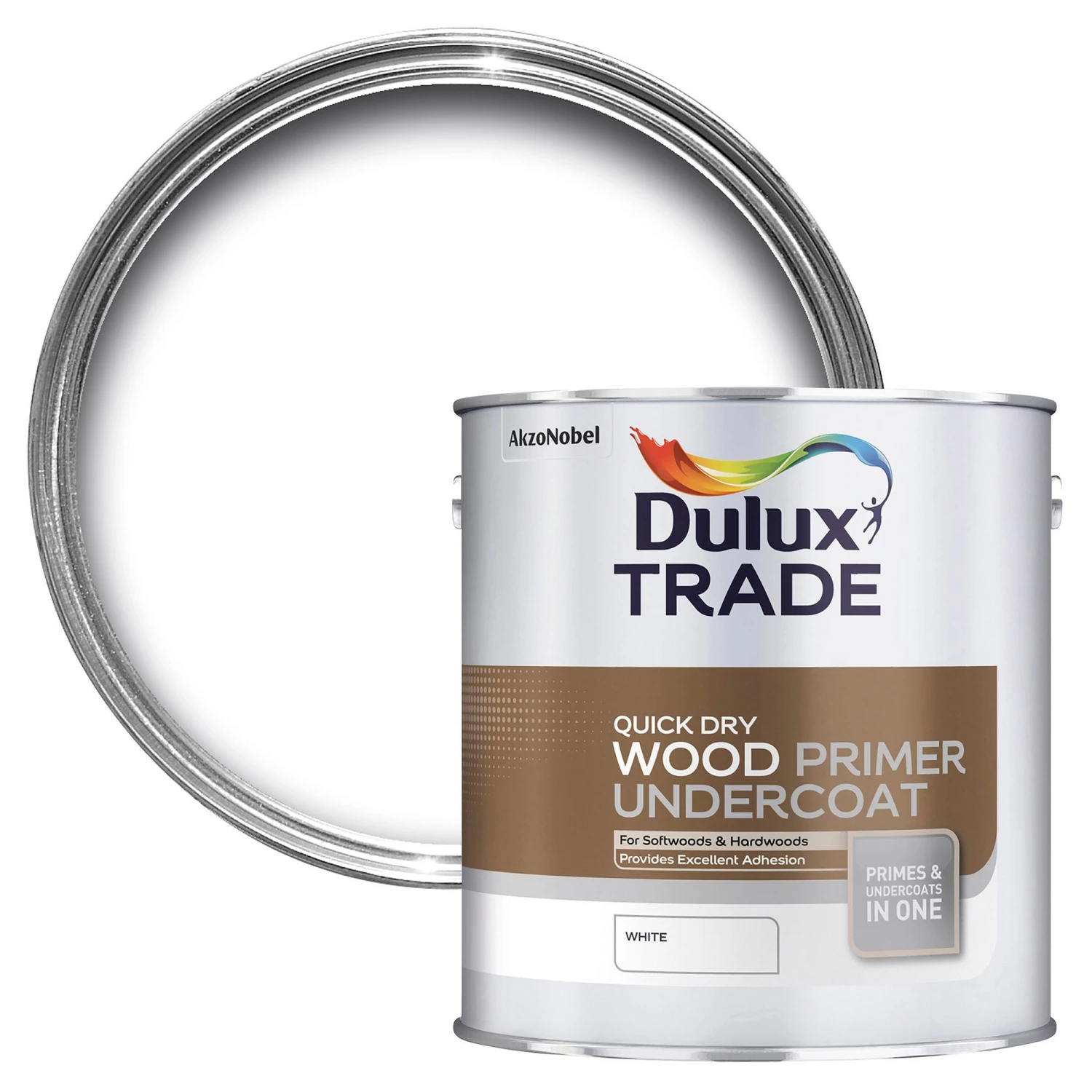 Dulux Trade White Wood Primer & Undercoat, 2.5L 1 Dulux Trade White Wood Primer & Undercoat, 2.5L