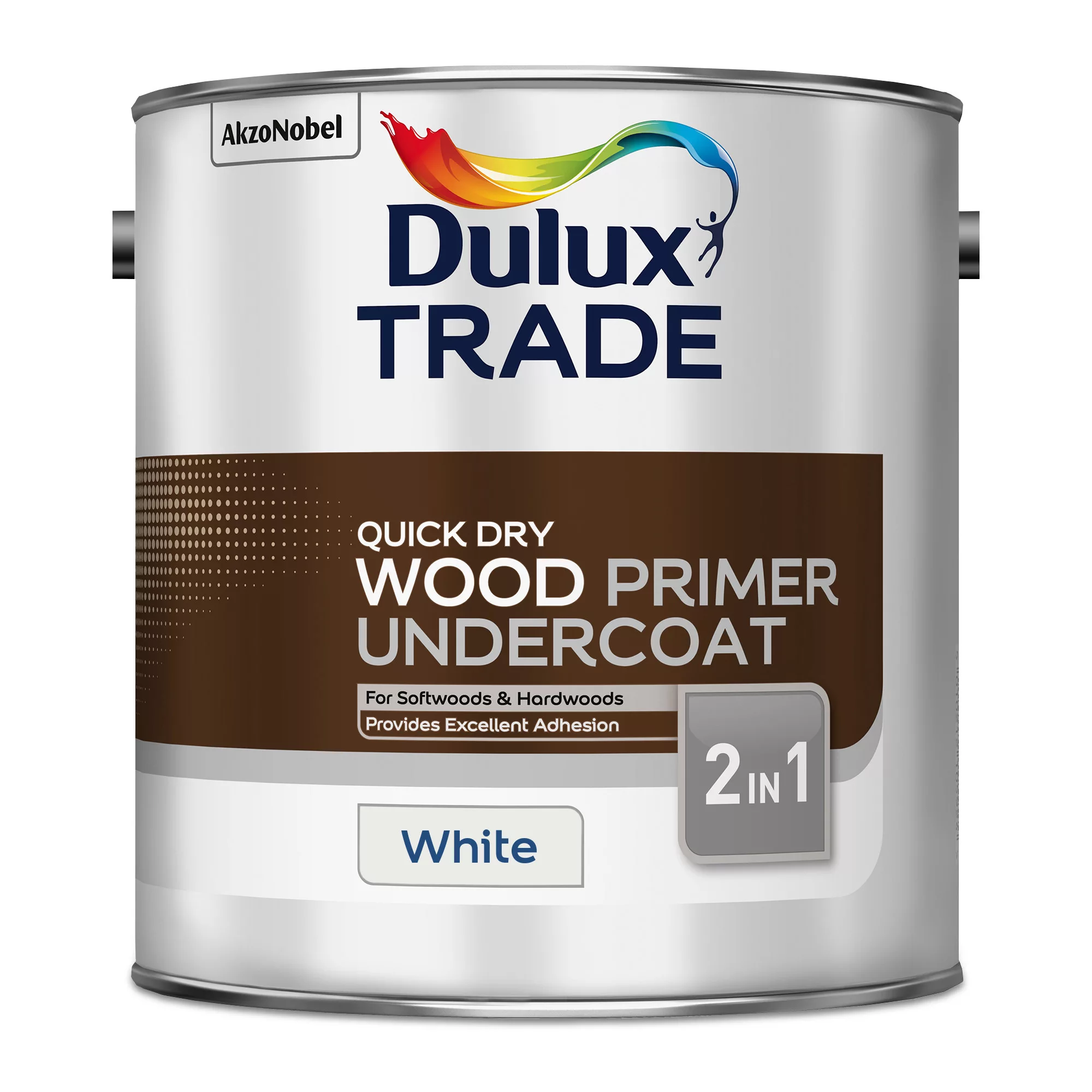 Dulux Trade White Wood Primer & Undercoat, 2.5L 2 Dulux Trade White Wood Primer & Undercoat, 2.5L - Image 2