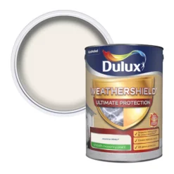 Dulux Weathershield Jasmine White Smooth Matt Masonry Paint, 5L