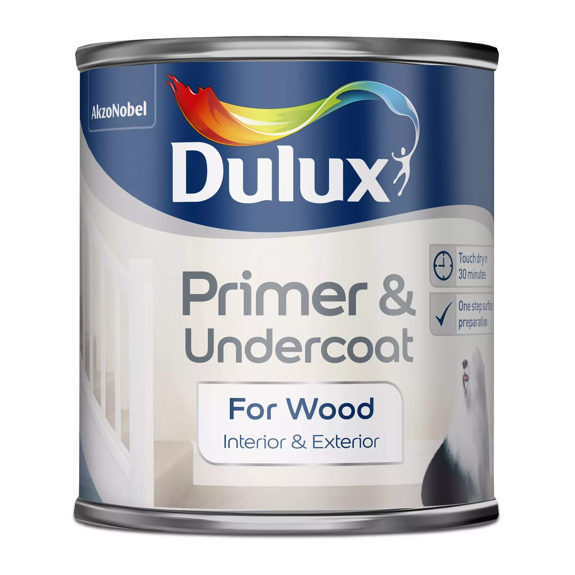 Dulux Wood White Wood Primer & Undercoat, 250ml 2 Dulux Wood White Wood Primer & Undercoat, 250ml - Image 2
