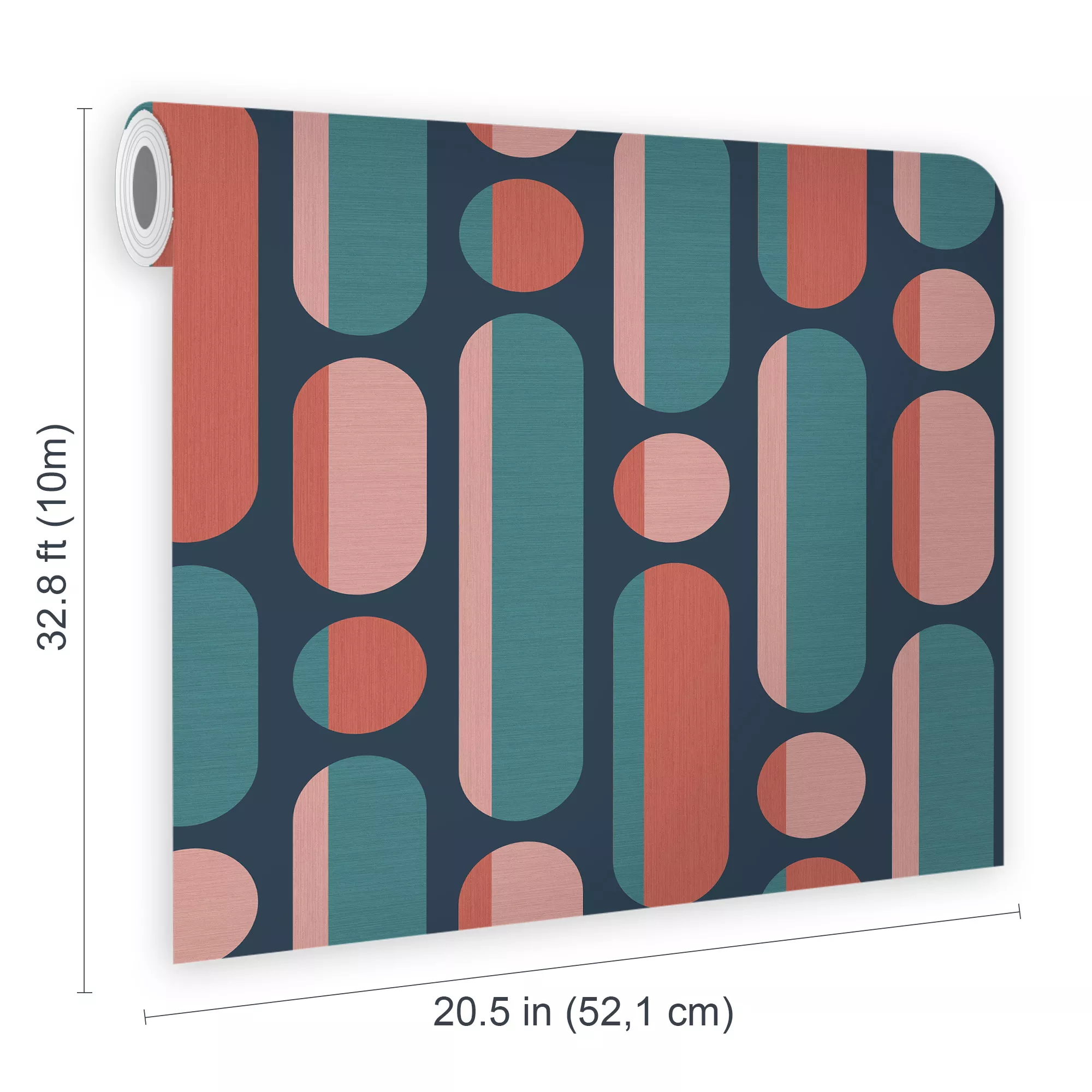 Envy Morse Coral & Navy Geometric Smooth Wallpaper 6 Envy Morse Coral & Navy Geometric Smooth Wallpaper - Image 6