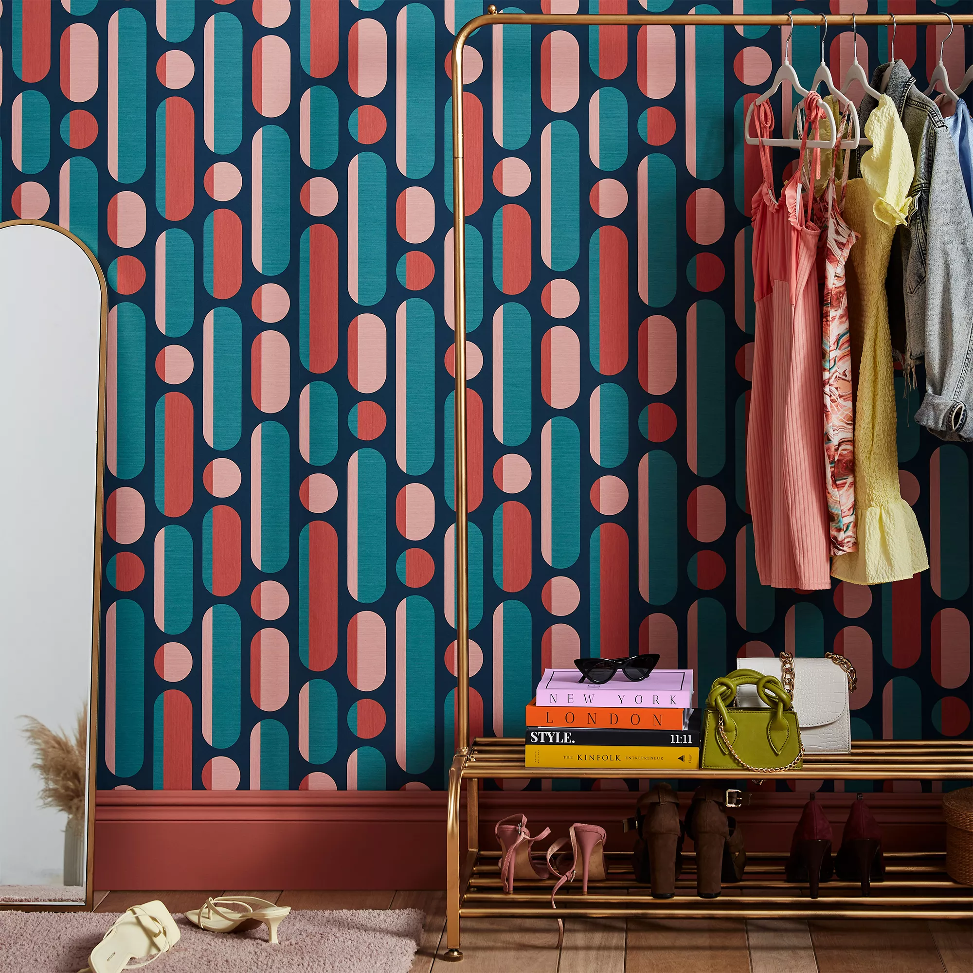 Envy Morse Coral & Navy Geometric Smooth Wallpaper 4 Envy Morse Coral & Navy Geometric Smooth Wallpaper - Image 4