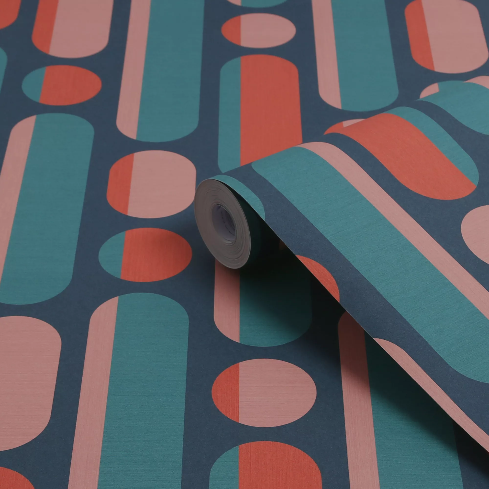 Envy Morse Coral & Navy Geometric Smooth Wallpaper 1 Envy Morse Coral & Navy Geometric Smooth Wallpaper