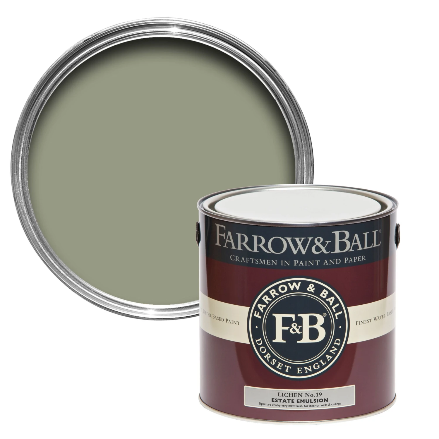 Farrow & Ball Estate Lichen No.19 Matt Emulsion Paint, 2.5L 1 Farrow & Ball Estate Lichen No.19 Matt Emulsion Paint, 2.5L