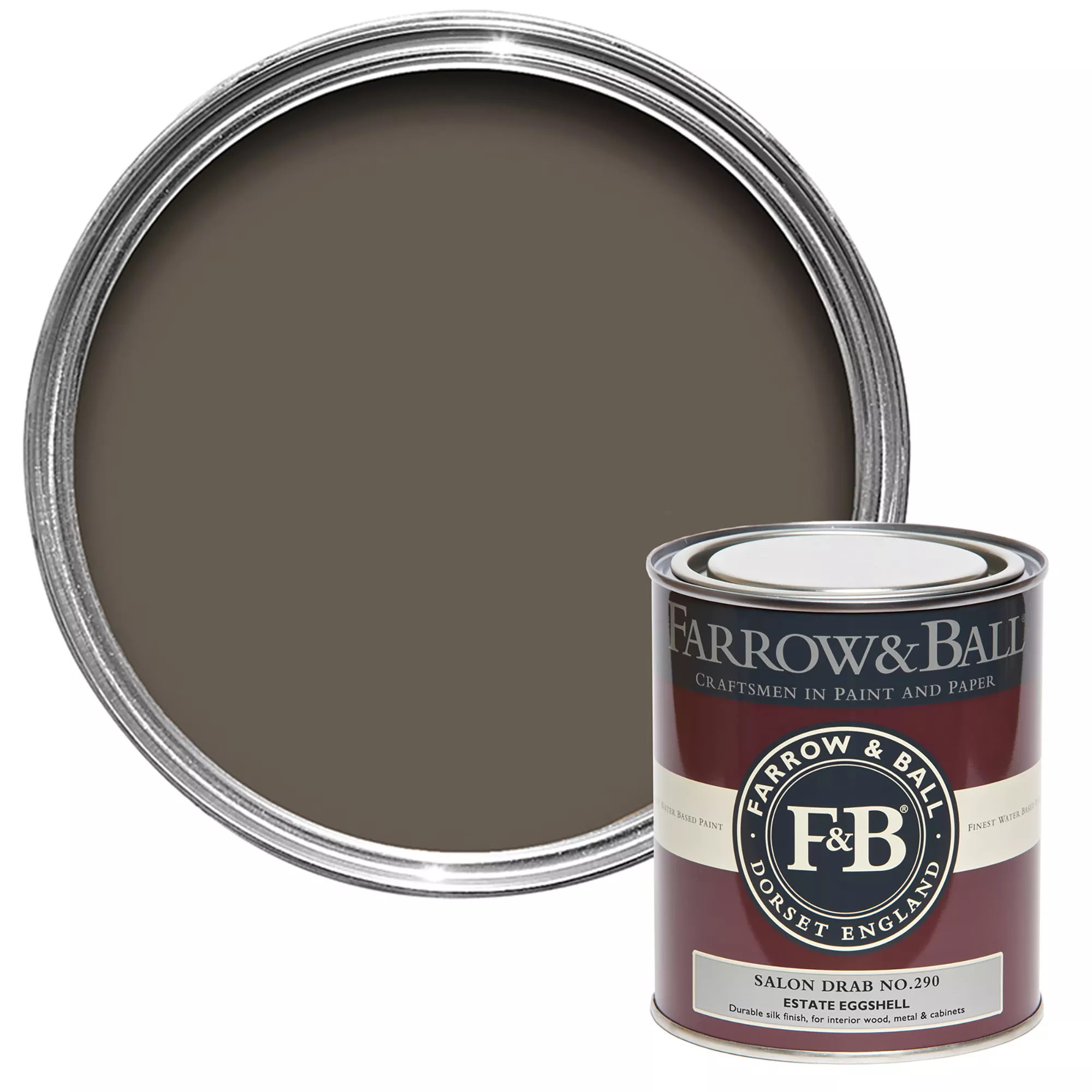 Farrow & Ball Estate Salon Drab No.290 Eggshell Paint, 750ml 1 Farrow & Ball Estate Salon Drab No.290 Eggshell Paint, 750ml
