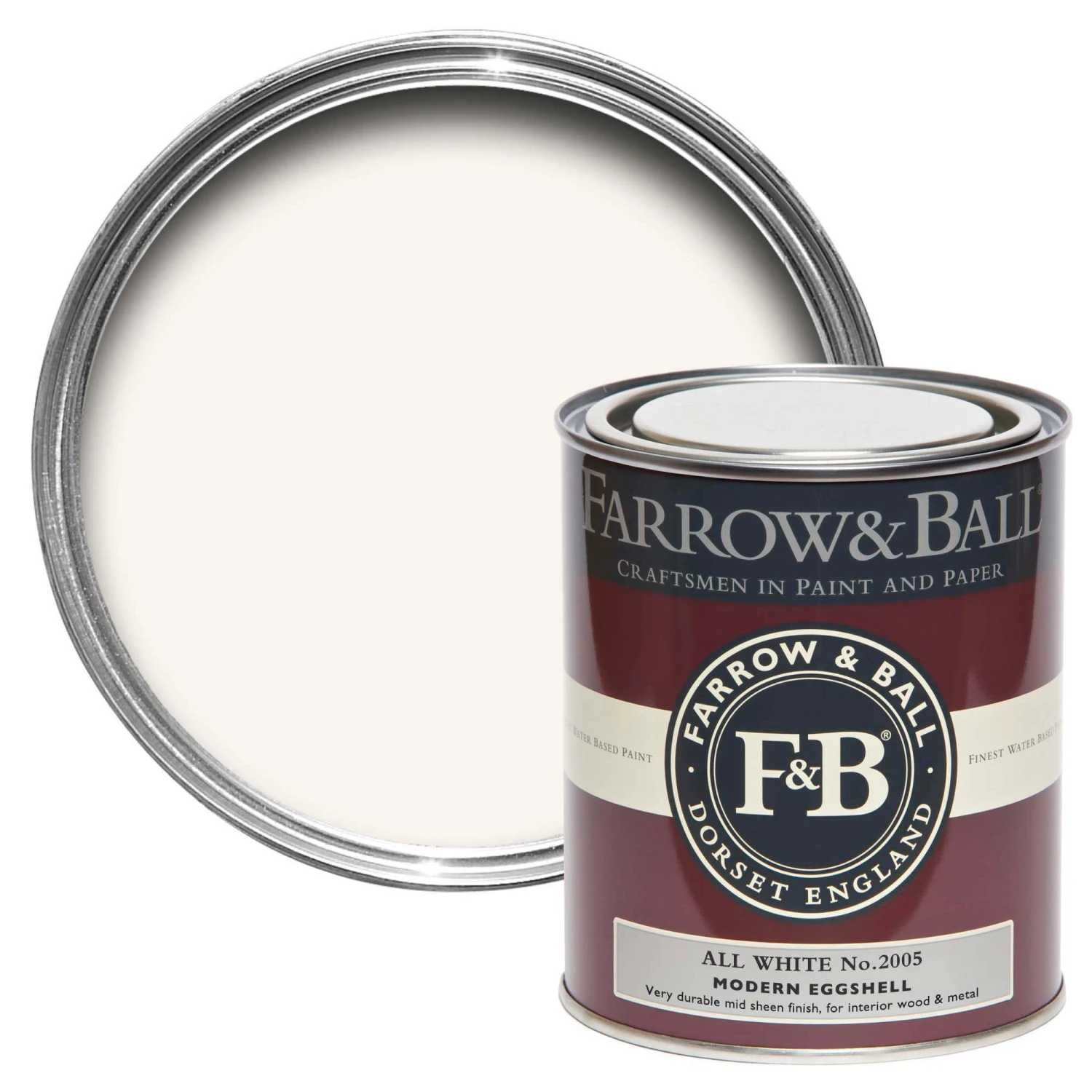 Farrow & Ball Modern All White No.2005 Eggshell Paint, 750ml 1 Farrow & Ball Modern All White No.2005 Eggshell Paint, 750ml