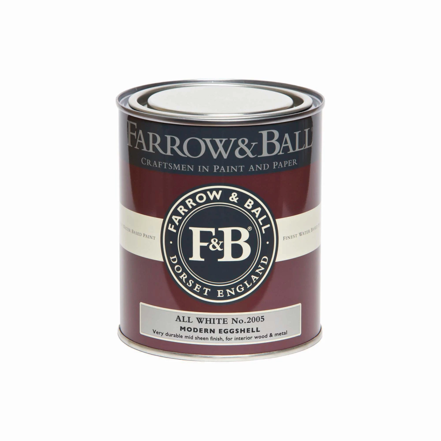 Farrow & Ball Modern All White No.2005 Eggshell Paint, 750ml 2 Farrow & Ball Modern All White No.2005 Eggshell Paint, 750ml - Image 2