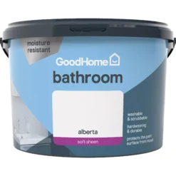 GoodHome Bathroom Alberta Soft Sheen Emulsion Paint, 2.5L -Outlet Paint Hub Store goodhome bathroom alberta soft sheen emulsion paint 2 5l3663602591047 02c