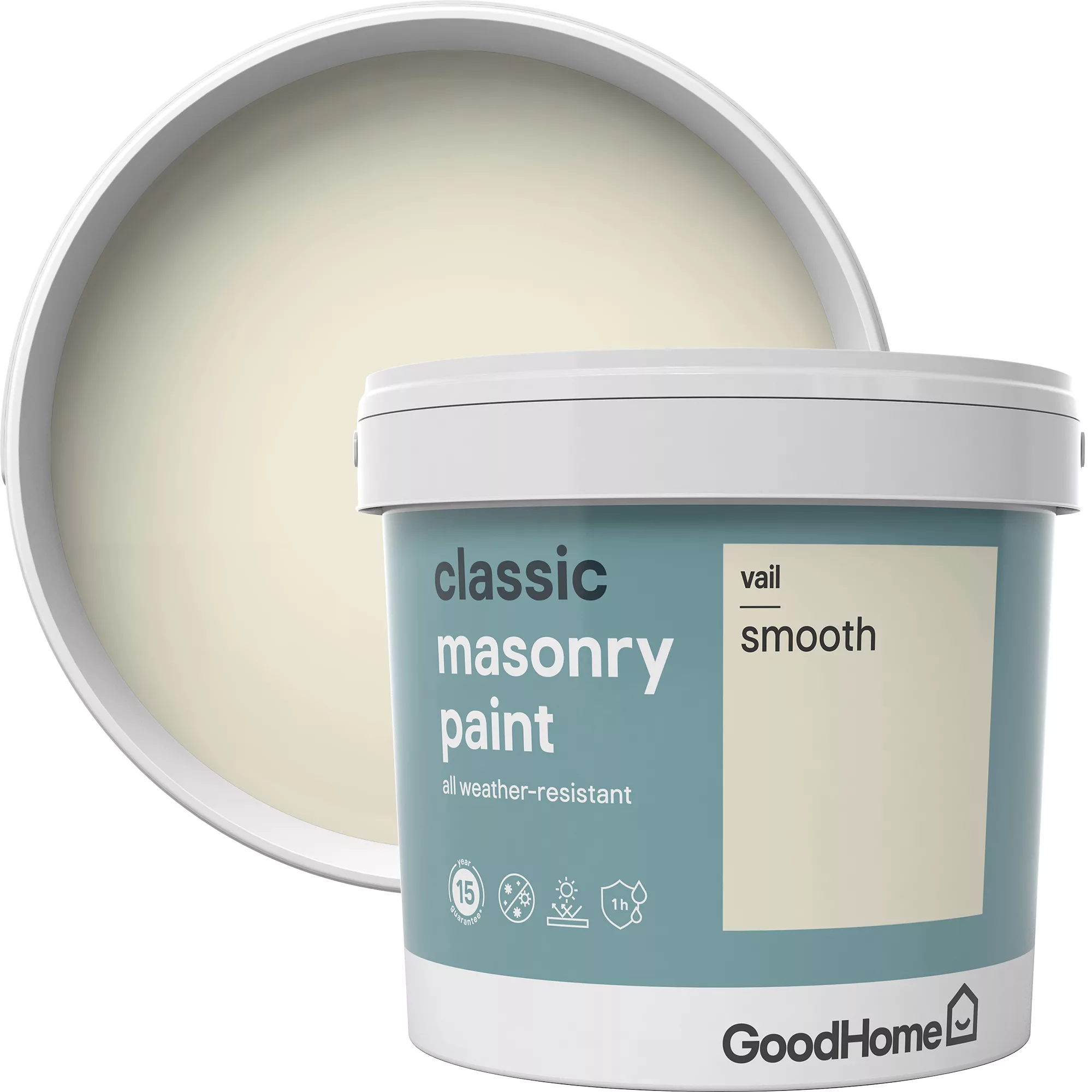 GoodHome Classic Vail Smooth Matt Masonry Paint, 5L 1 GoodHome Classic Vail Smooth Matt Masonry Paint, 5L