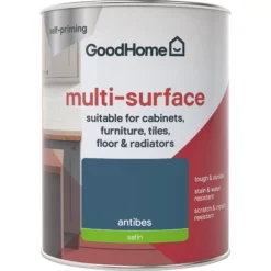 GoodHome Durable Antibes Satin Multi-surface Paint, 750ml -Outlet Paint Hub Store goodhome durable antibes satin multi surface paint 750ml3663602585756 02c