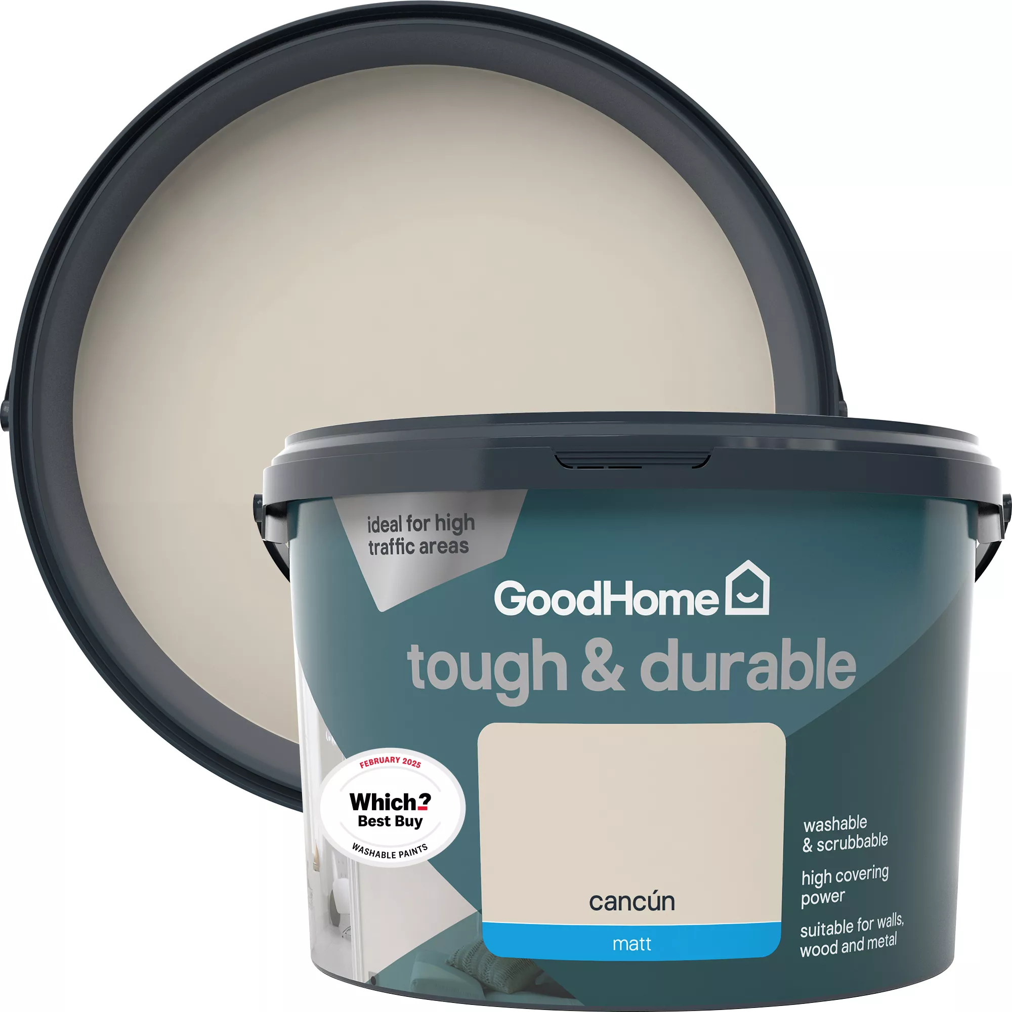 GoodHome Durable Cancun Matt Emulsion Paint, 2.5L 1 GoodHome Durable Cancun Matt Emulsion Paint, 2.5L