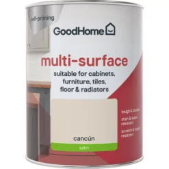 GoodHome Durable Cancun Satin Multi-surface Paint, 750ml 6 GoodHome Durable Cancun Satin Multi-surface Paint, 750ml -Outlet Paint Hub Store goodhome durable cancun satin multi surface paint 750ml3663602585671 02c