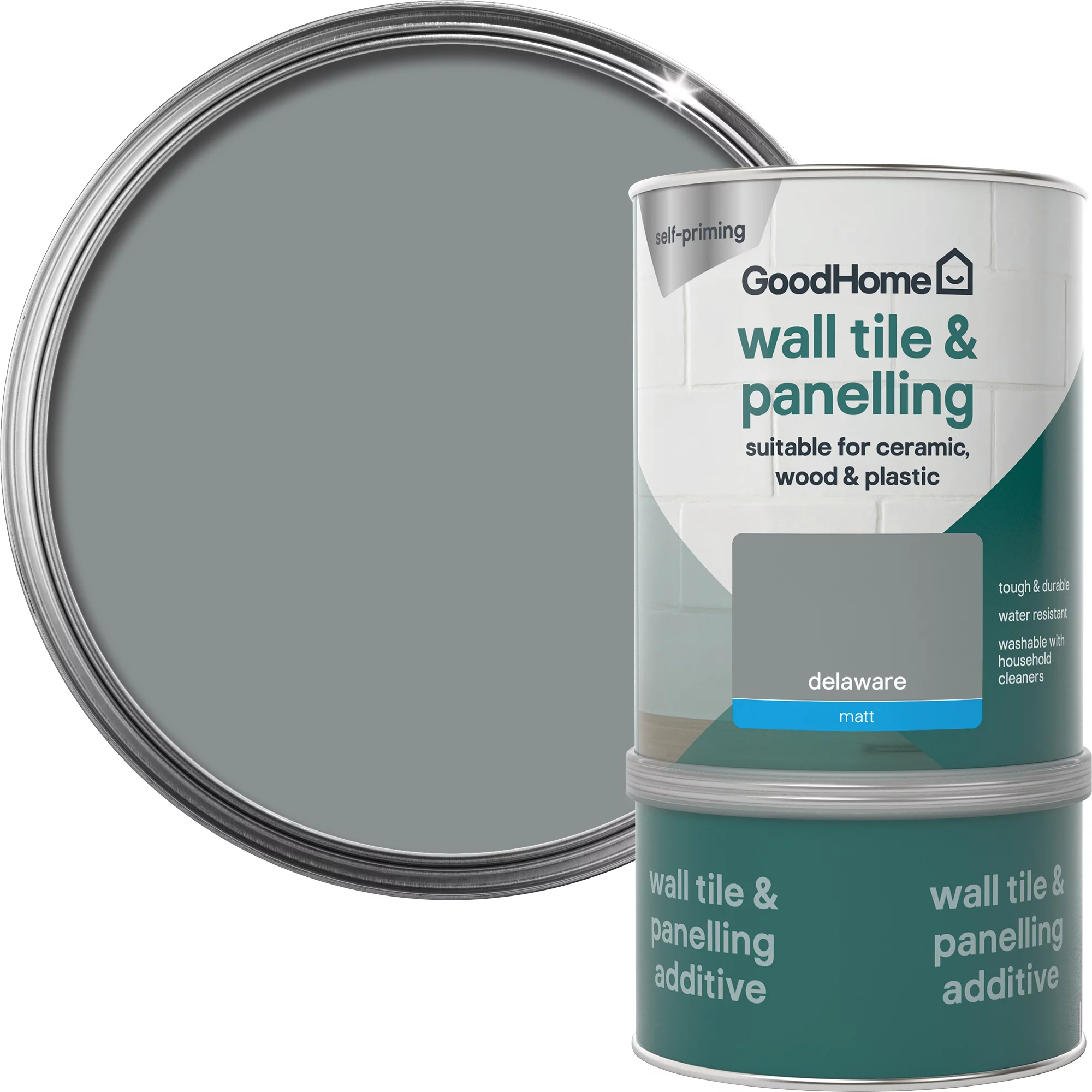GoodHome Durable Delaware Matt Wall Tile & Panelling Paint, 750ml 1 GoodHome Durable Delaware Matt Wall Tile & Panelling Paint, 750ml