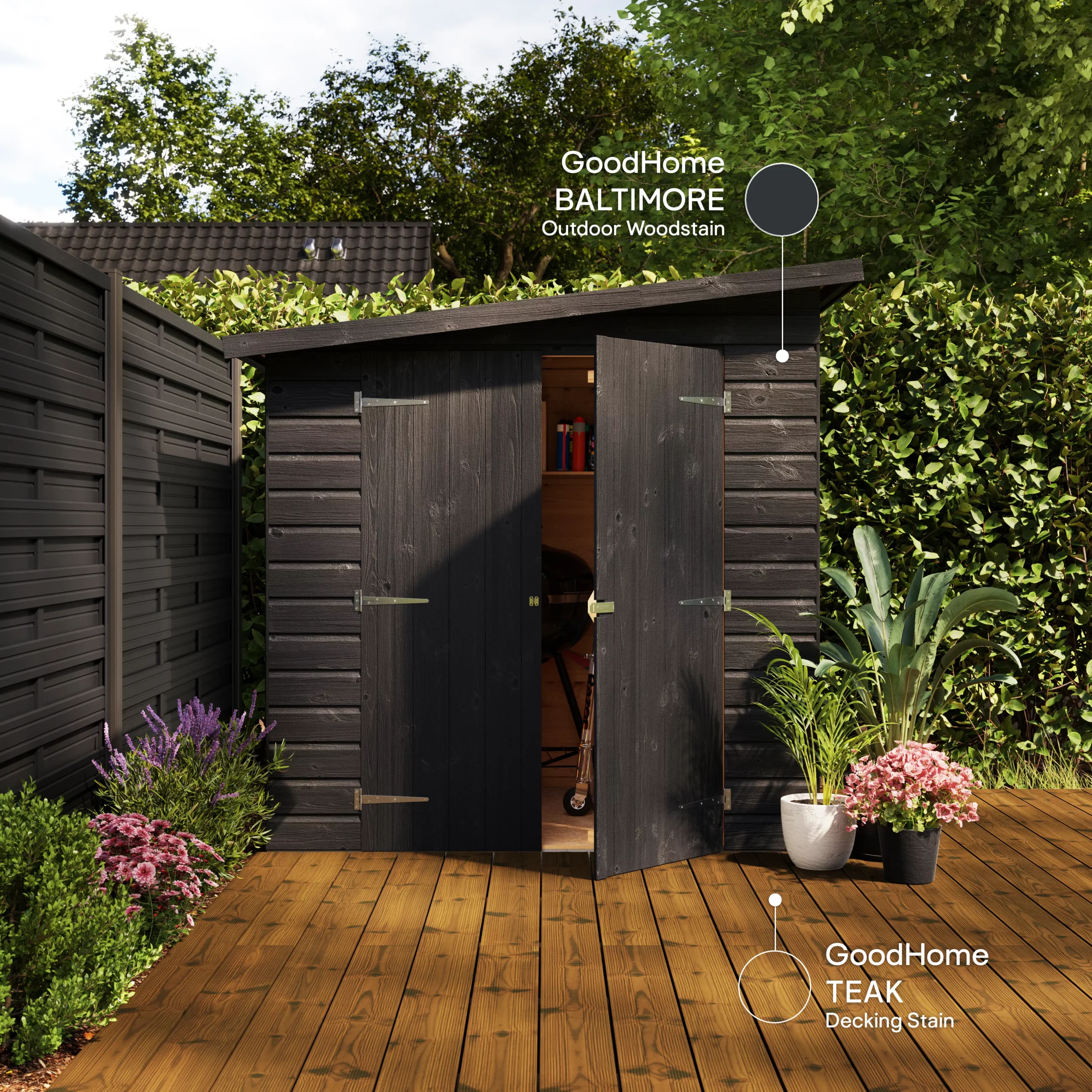 GoodHome Outdoor Baltimore Satin Quick Dry Wood Stain, 750ml 6 GoodHome Outdoor Baltimore Satin Quick Dry Wood Stain, 750ml - Image 6