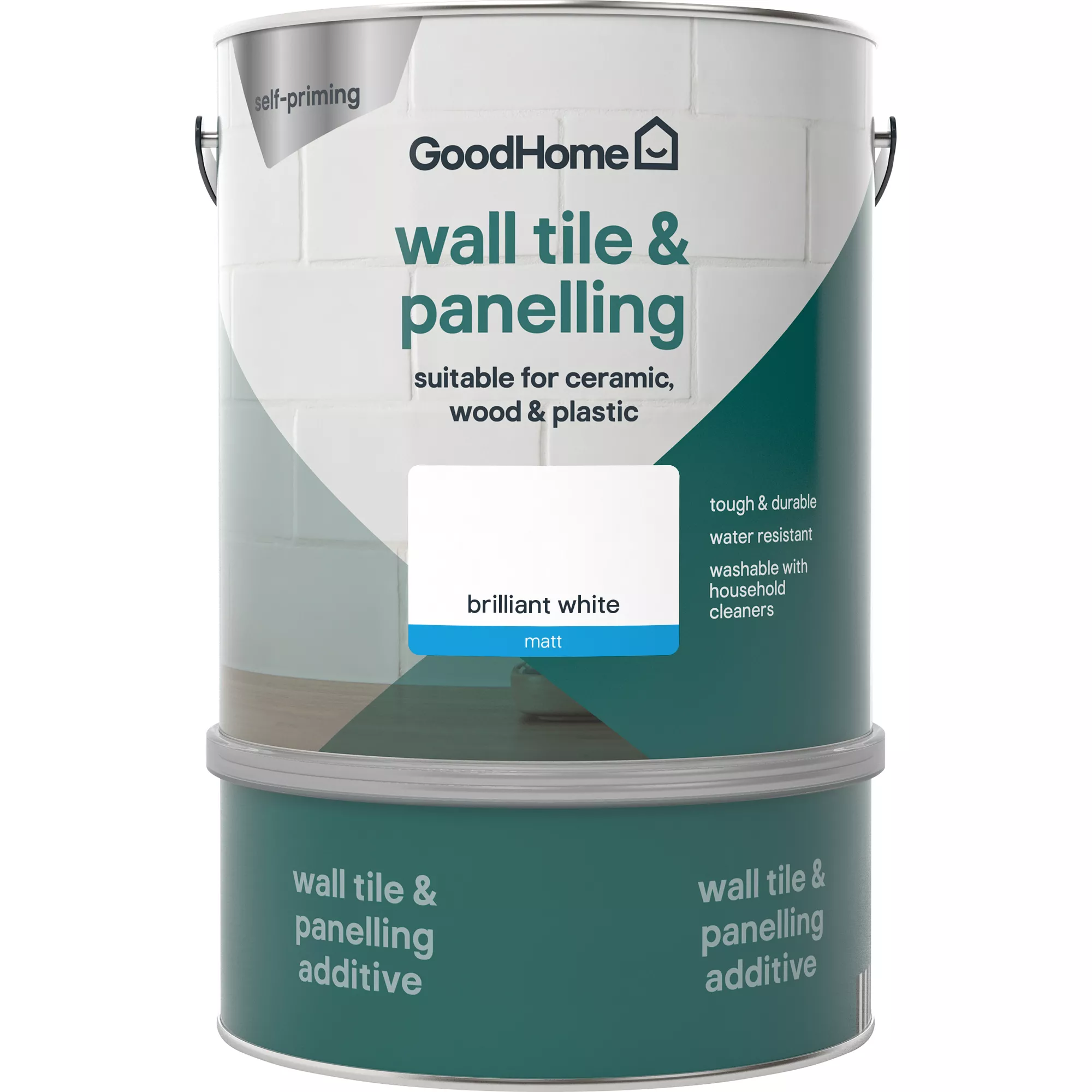 GoodHome Renovation Brilliant White Matt Wall Tile & Panelling Paint, 2L 2 GoodHome Renovation Brilliant White Matt Wall Tile & Panelling Paint, 2L - Image 2