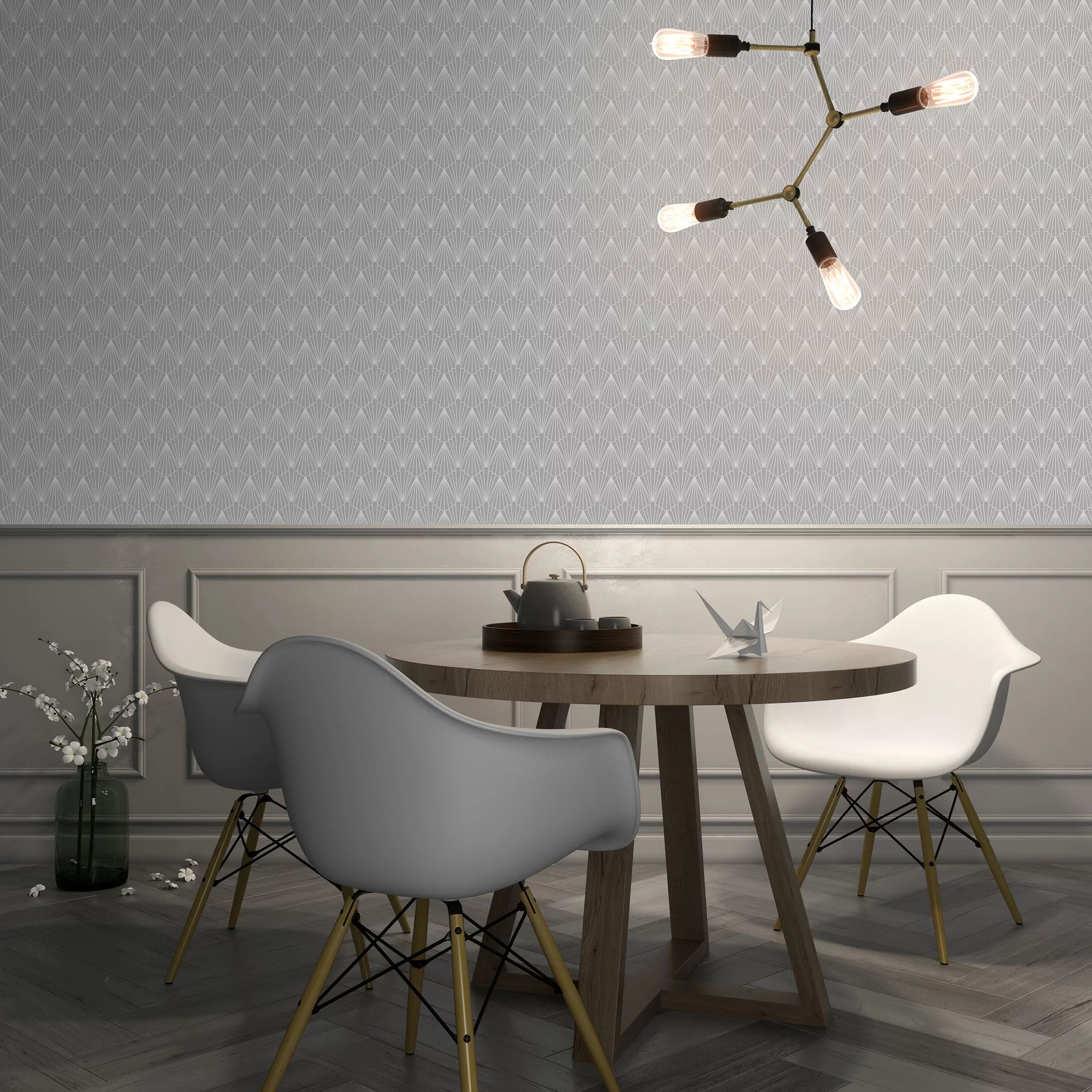 GoodHome Tiverton Grey Geometric Silver Effect Textured Wallpaper 3 GoodHome Tiverton Grey Geometric Silver Effect Textured Wallpaper - Image 3