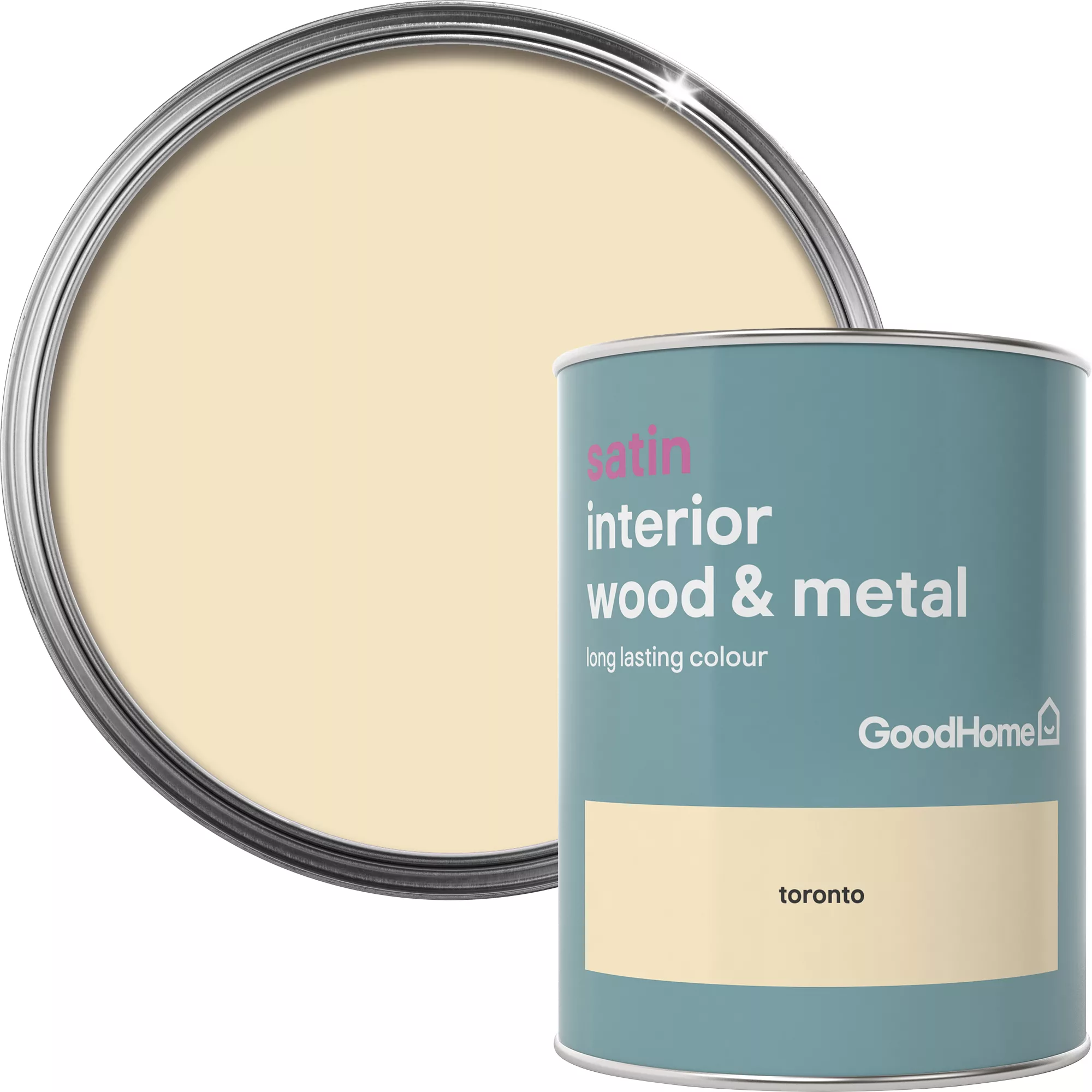 GoodHome Toronto Satin Metal & Wood Paint, 750ml 1 GoodHome Toronto Satin Metal & Wood Paint, 750ml