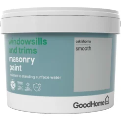 GoodHome Windowsills & Trims Oaklahoma Smooth Matt Masonry Paint, 2.5L -Outlet Paint Hub Store goodhome windowsills trims oaklahoma smooth matt masonry paint 2 5l3663602520672 08c bq