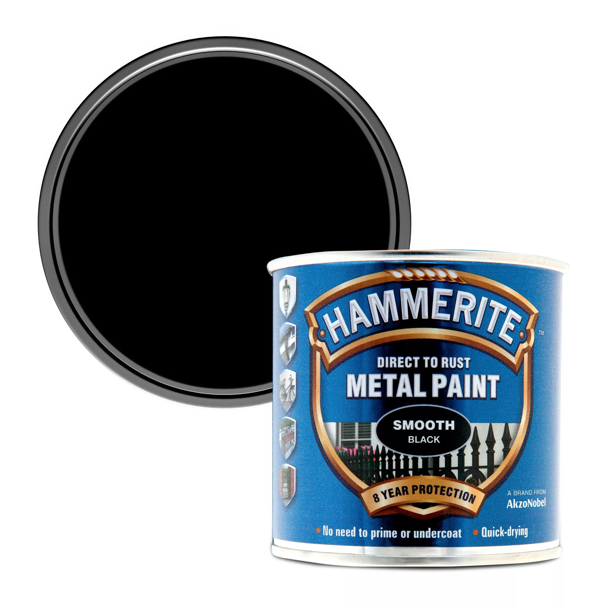 Hammerite Black Gloss Metal Paint, 250ml 1 Hammerite Black Gloss Metal Paint, 250ml