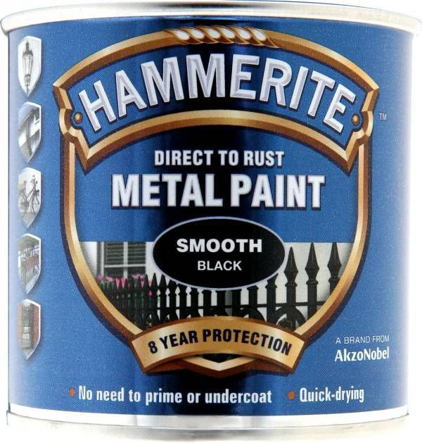 Hammerite Black Gloss Metal Paint, 250ml 2 Hammerite Black Gloss Metal Paint, 250ml - Image 2