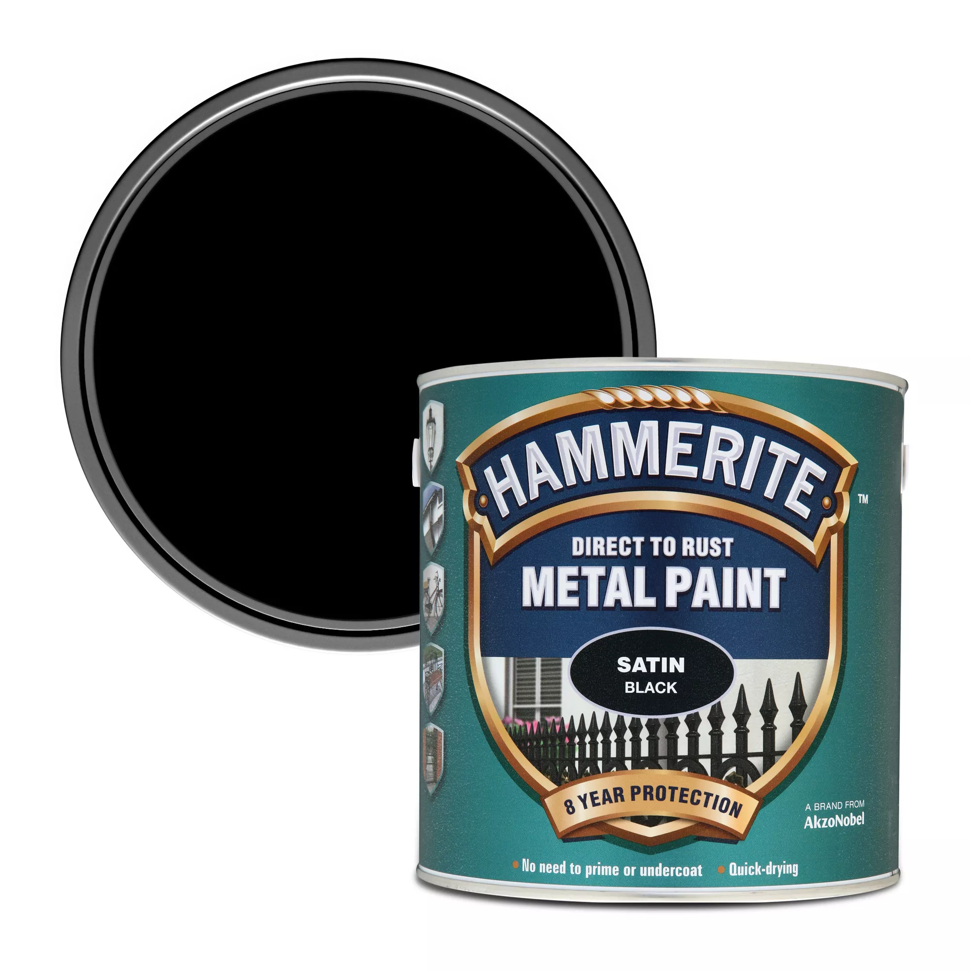 Hammerite Black Satinwood Metal Paint, 2.5L 1 Hammerite Black Satinwood Metal Paint, 2.5L