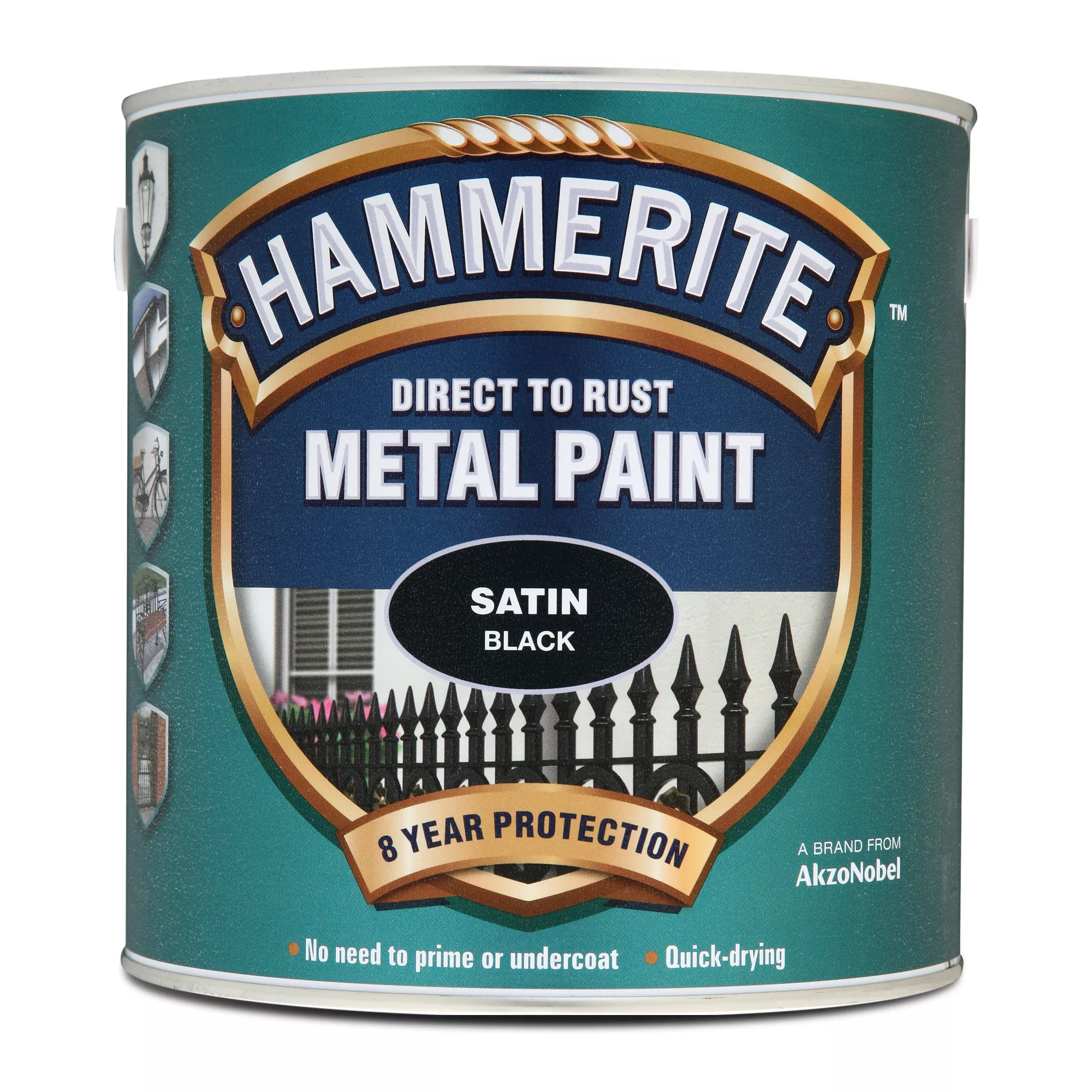 Hammerite Black Satinwood Metal Paint, 2.5L 2 Hammerite Black Satinwood Metal Paint, 2.5L - Image 2