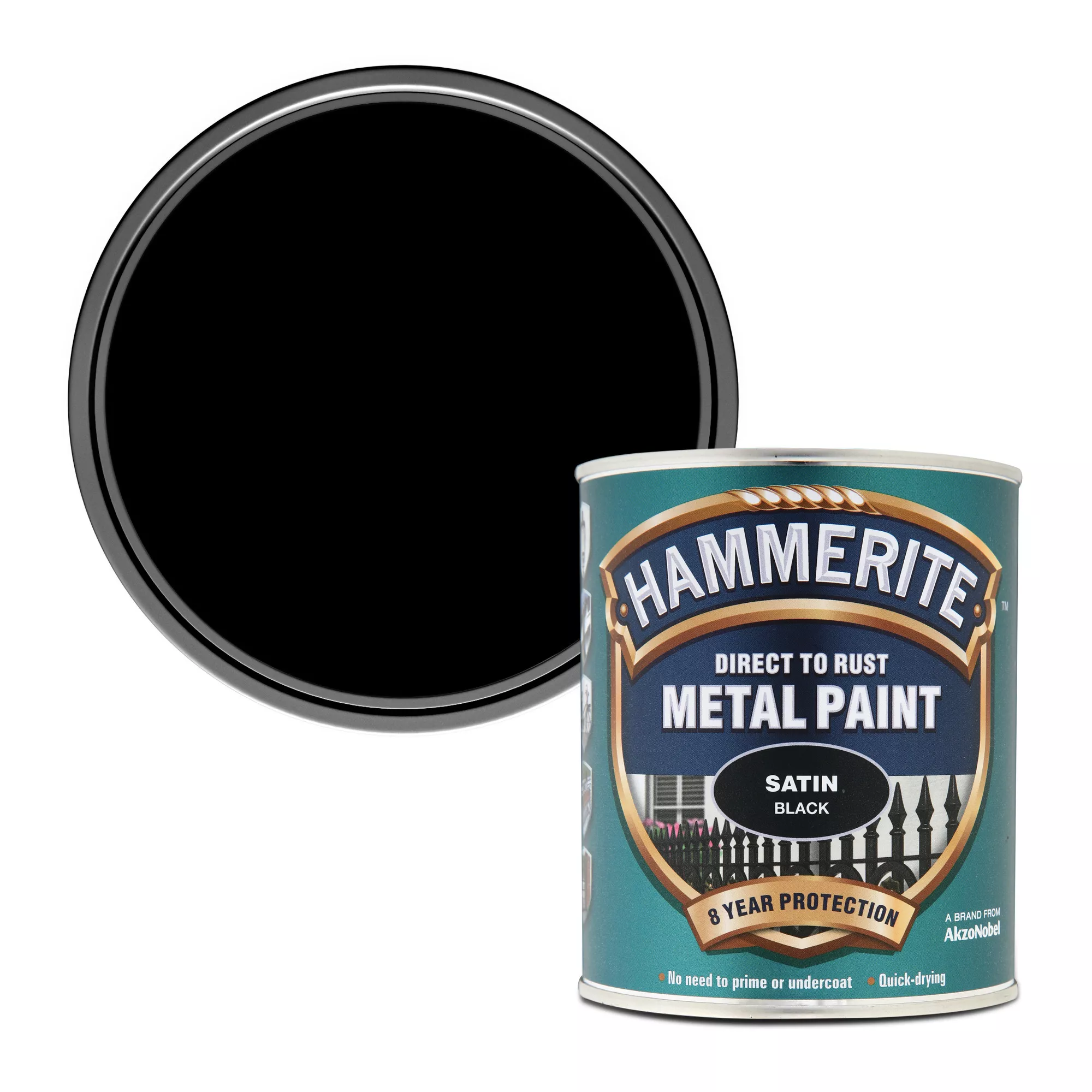 Hammerite Black Satinwood Metal Paint, 750ml 1 Hammerite Black Satinwood Metal Paint, 750ml
