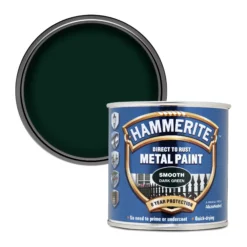 Hammerite Dark Green Gloss Metal Paint, 250ml