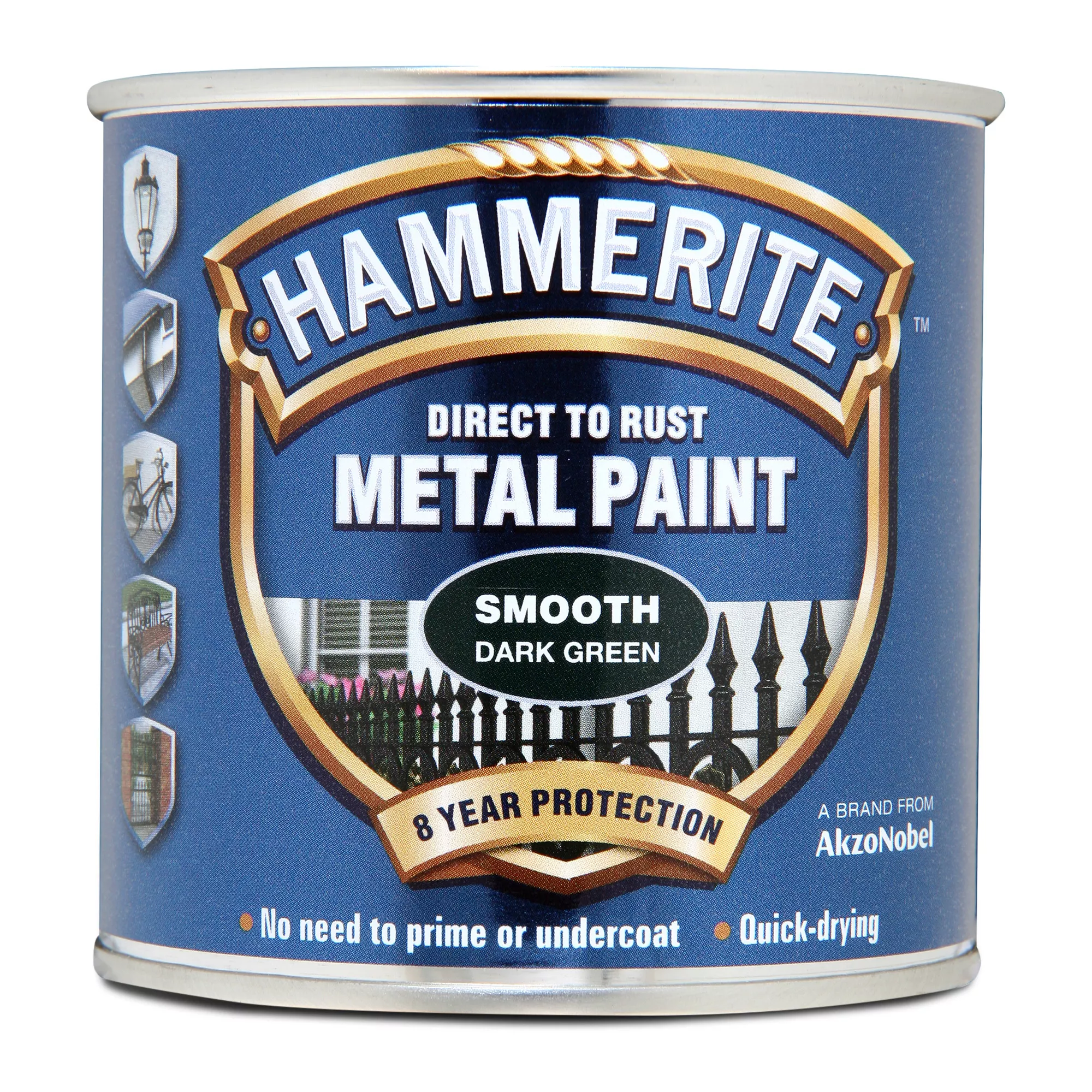 Hammerite Dark Green Gloss Metal Paint, 250ml 2 Hammerite Dark Green Gloss Metal Paint, 250ml - Image 2