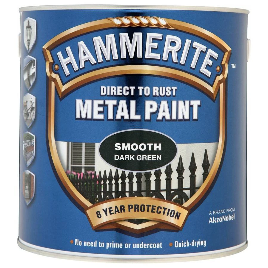 Hammerite Dark Green Gloss Metal Paint, 750ml 2 Hammerite Dark Green Gloss Metal Paint, 750ml - Image 2