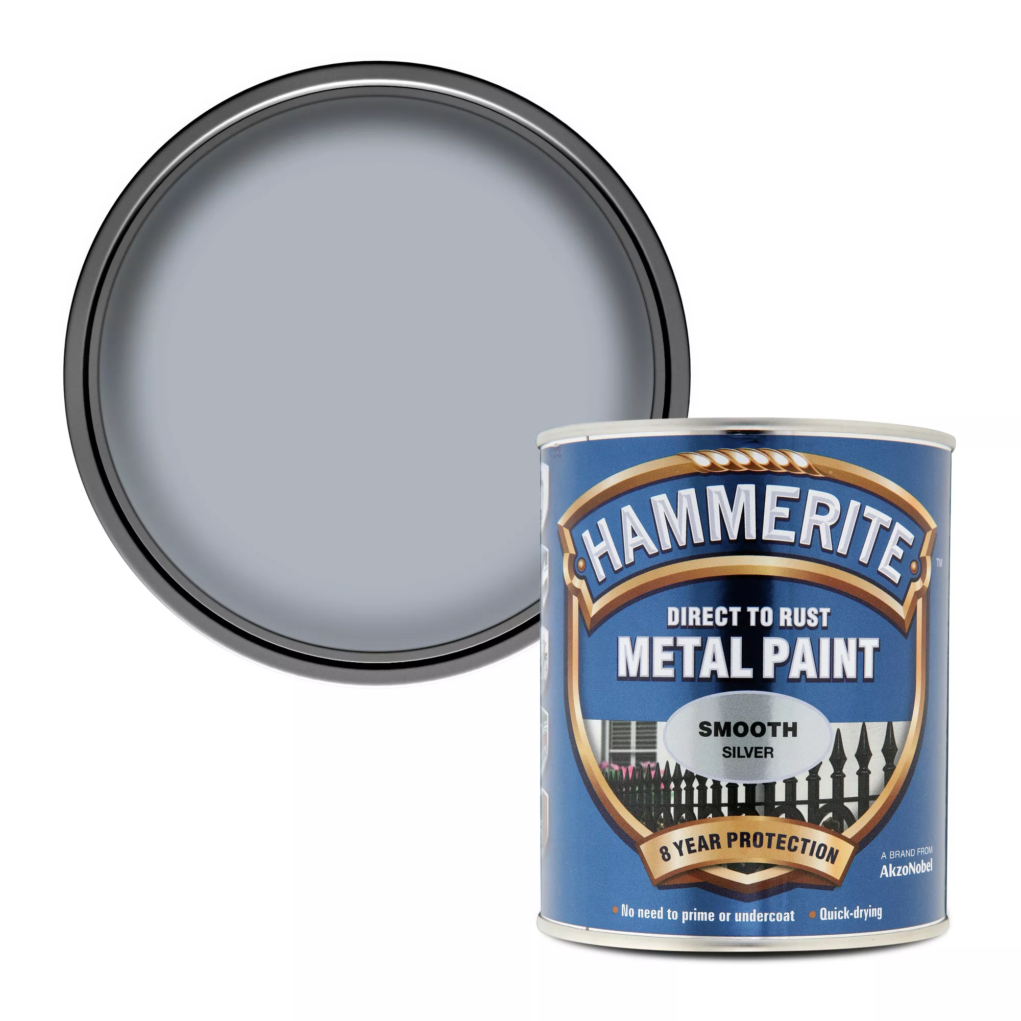 Hammerite Gloss Silver Effect Metal Paint, 750ml 1 Hammerite Gloss Silver Effect Metal Paint, 750ml